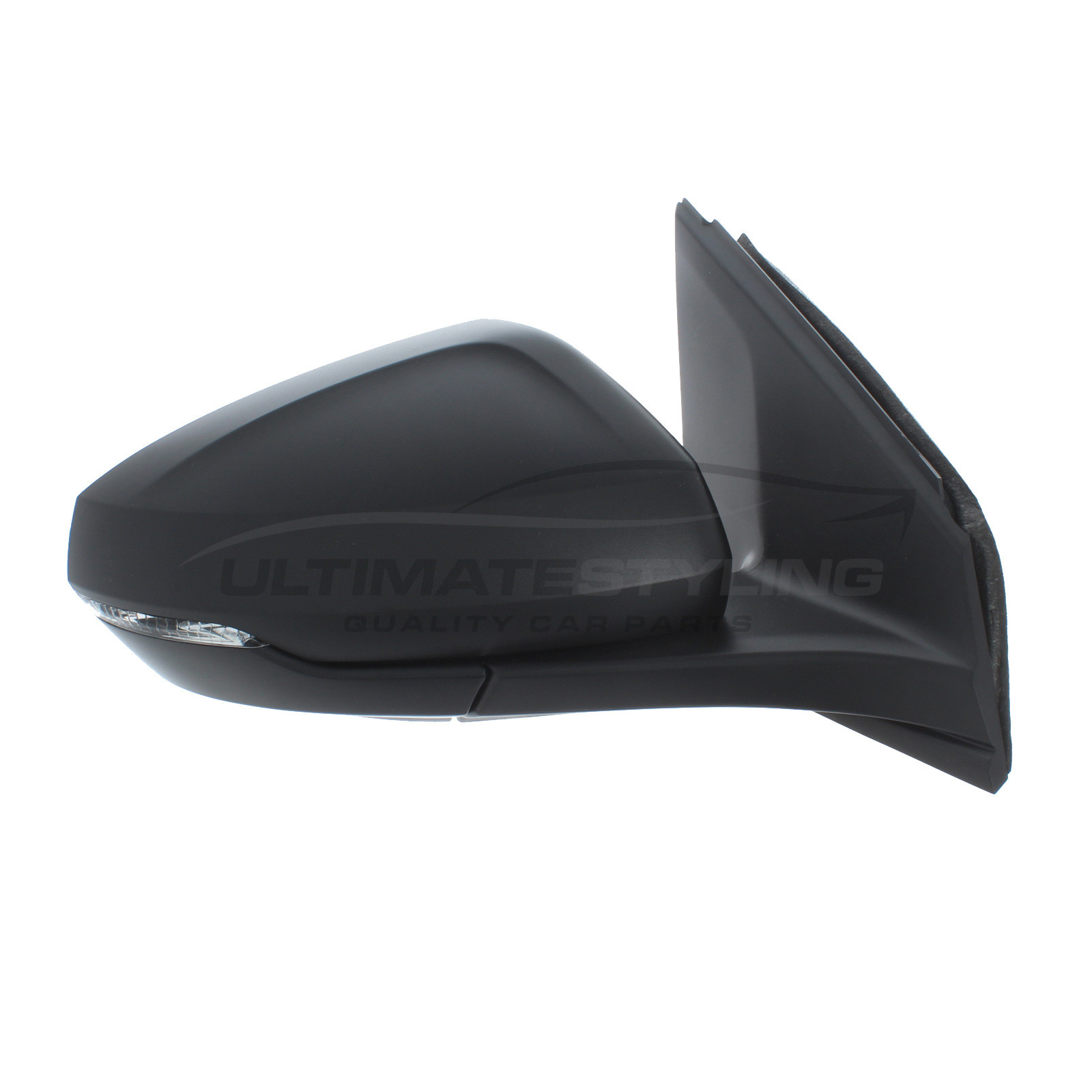 VW Polo Wing Mirror / Door Mirror - Drivers Side (RH) - Cable adjustment - Non-Heated Glass - Indicator - Puddle Light - Black - Textured