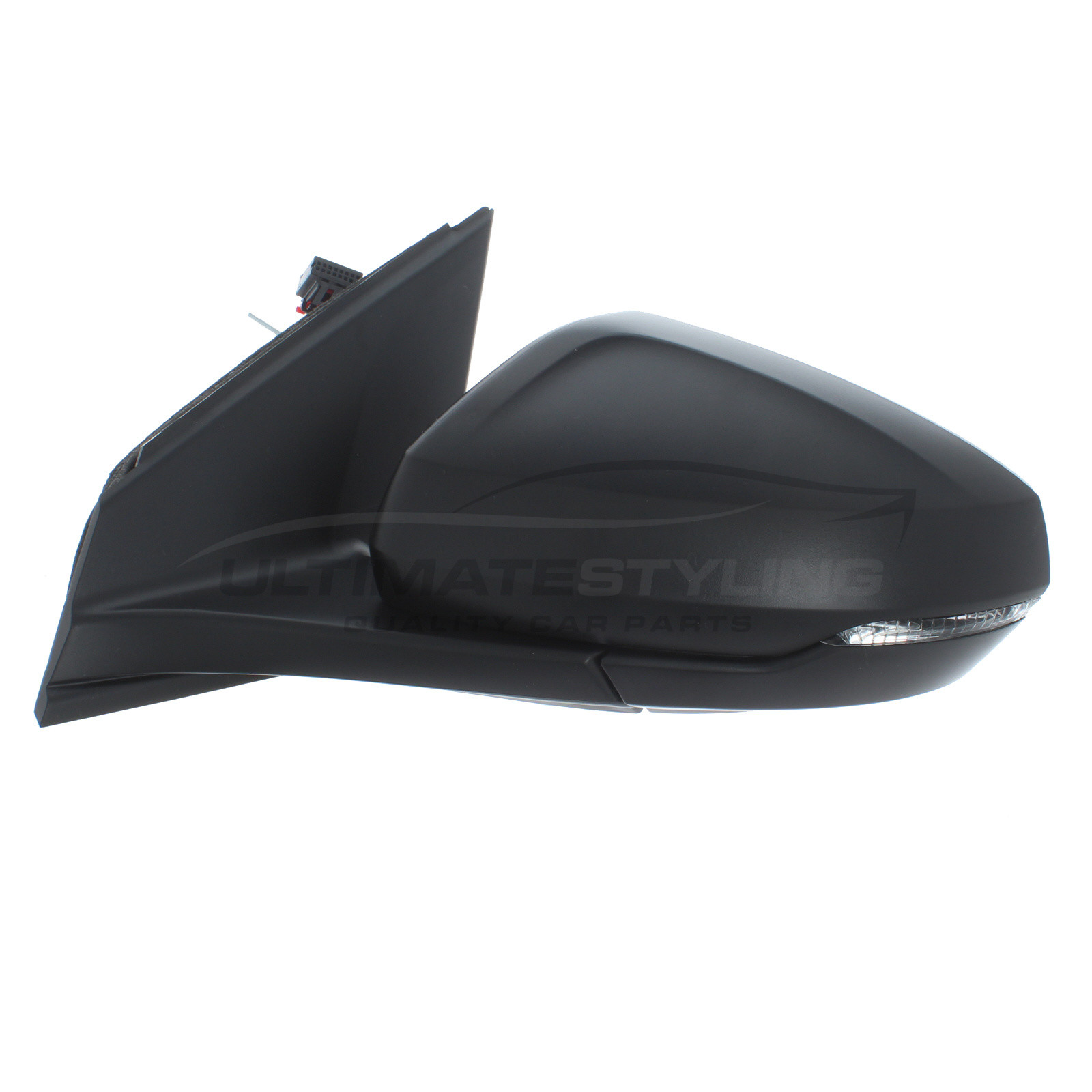 VW Polo Wing Mirror / Door Mirror - Passenger Side (LH) - Cable adjustment - Non-Heated Glass - Indicator - Puddle Light - Black - Textured