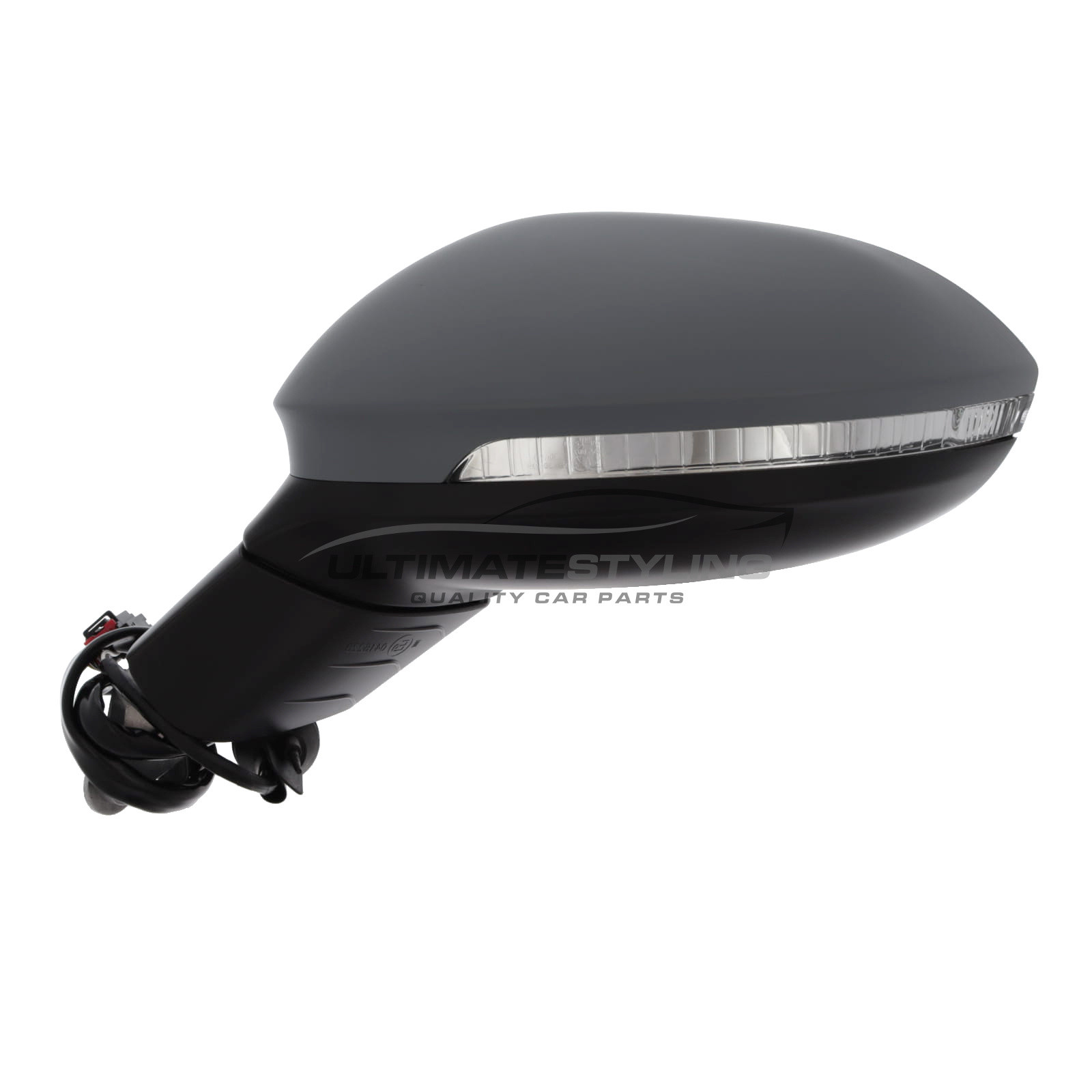 Volkswagen Golf Mk8 2020-2025 Wing Door Mirror - Electric - Memory - Heated - Convex Glass - Puddle Lamp - LED Indicator - Primed Cover - 16 Hole 11 Pin Connector - Passengers Side Nearside Left Hand