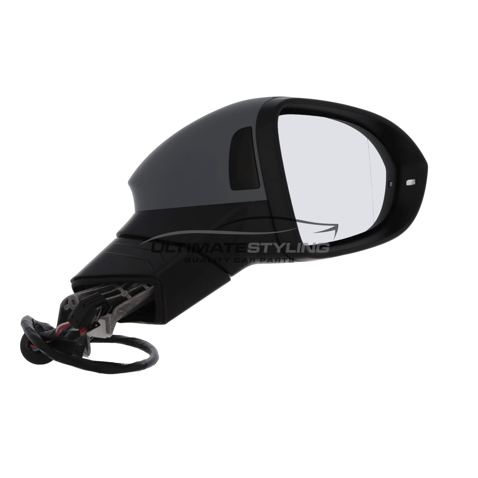 Volkswagen Golf Mk8 2020-2025 Wing Door Mirror - Electric Power Folding - Memory - Heated - Aspherical Glass - Blind Spot Indicator - Puddle Lamp - LED Indicator - Primed Cover - 16 Hole 13 Pin Connector - Drivers Side Offside Right Hand