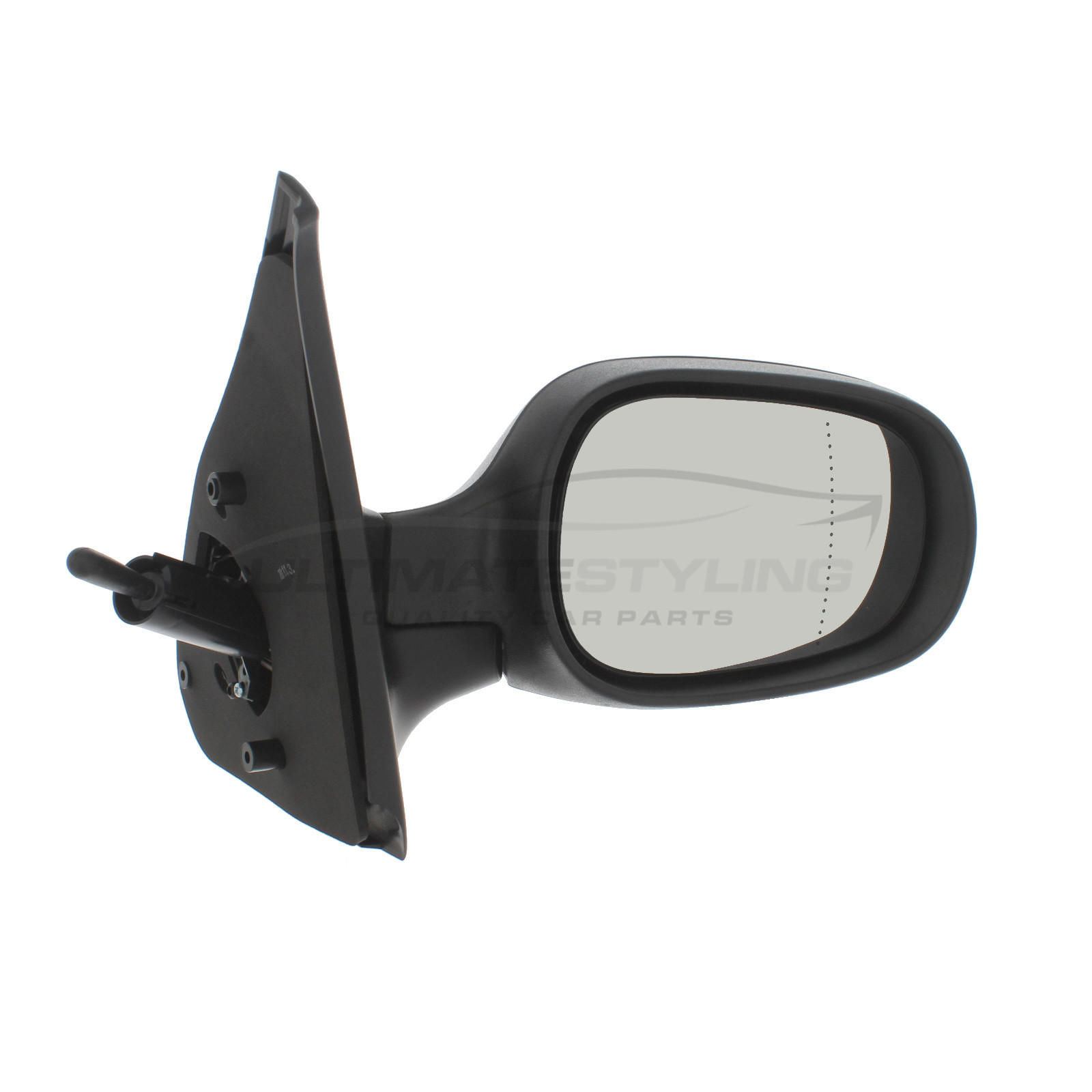 Renault Clio Wing Mirror / Door Mirror - Drivers Side (RH) - Cable adjustment - Non-Heated Glass - Black