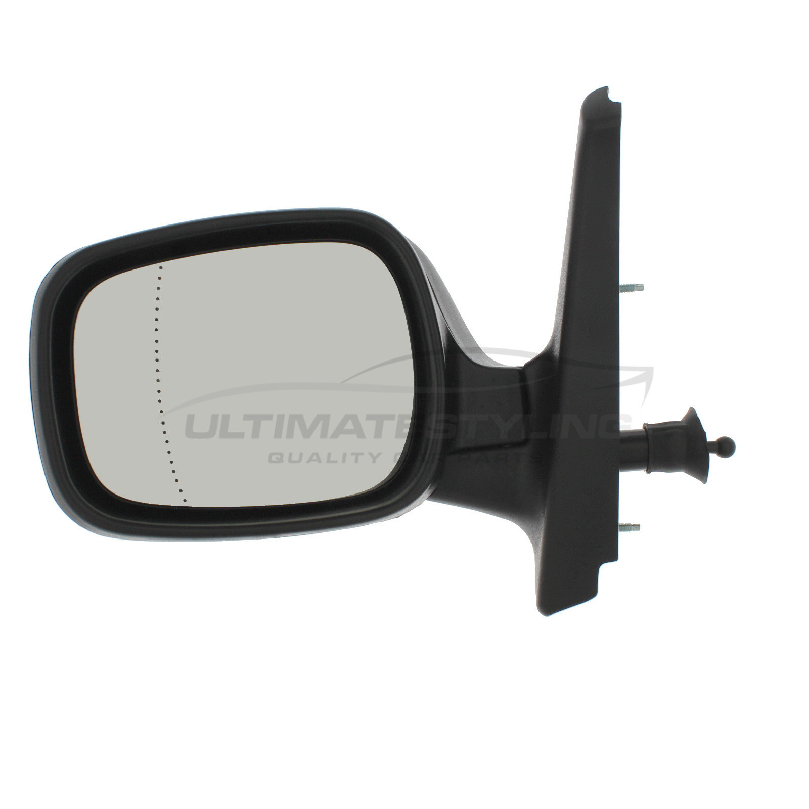 Nissan Kubistar, Renault Kangoo Wing Mirror / Door Mirror - Passenger Side (LH) - Cable adjustment - Non-Heated Glass - Black