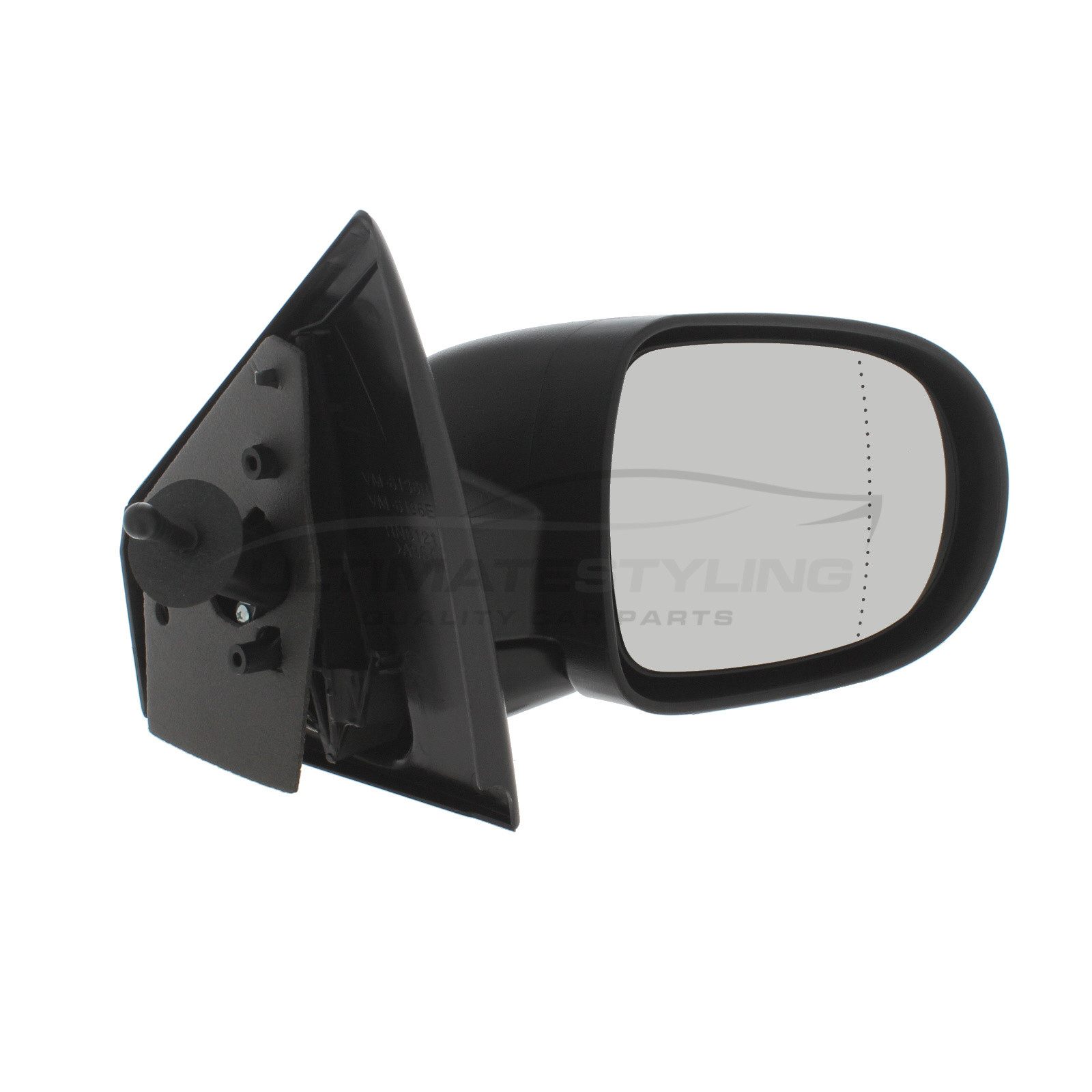 Renault Clio Wing Mirror / Door Mirror - Drivers Side (RH) - Cable adjustment - Non-Heated Glass - Temperature Sensor - Black