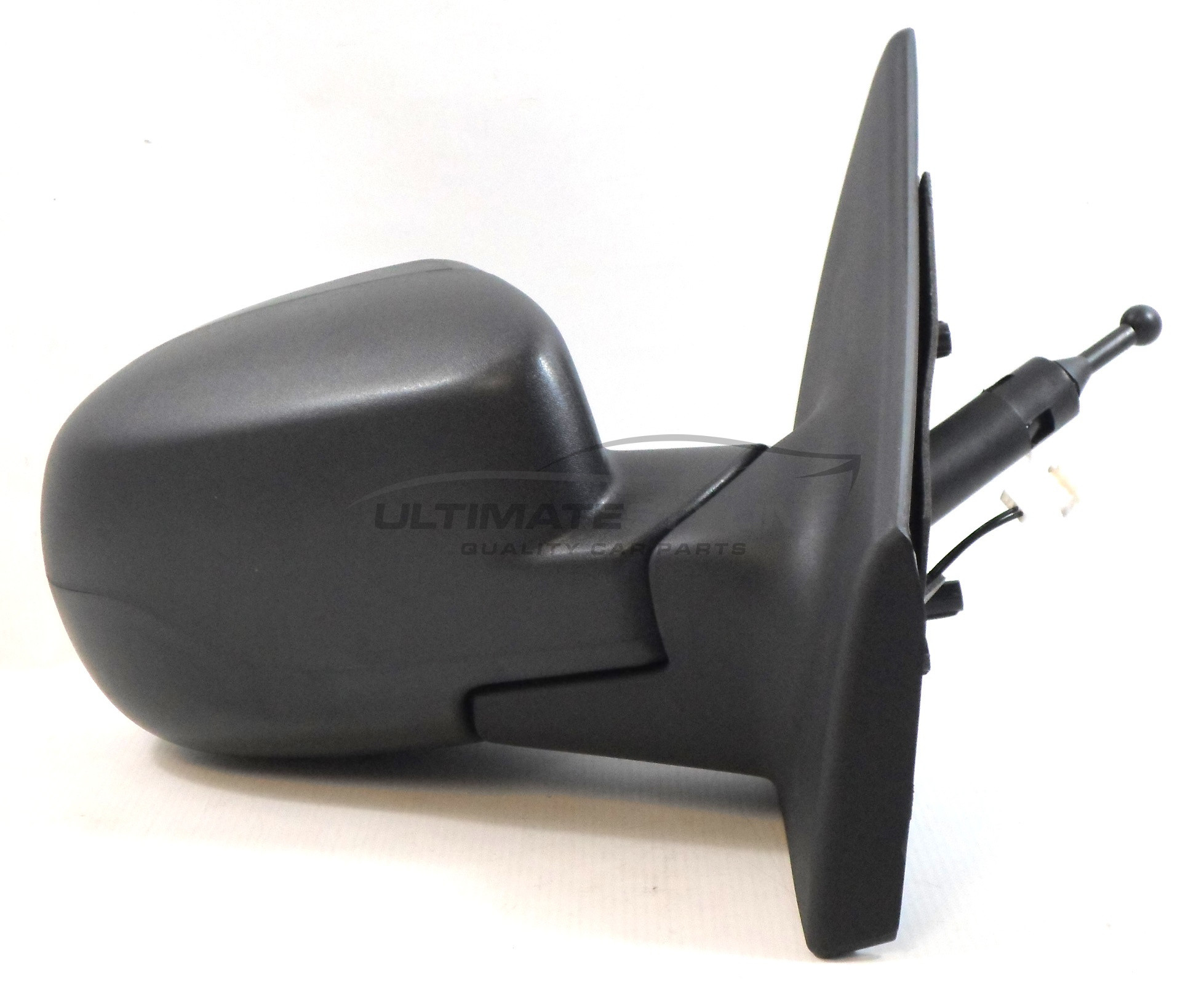 Renault Clio Wing Mirror / Door Mirror - Drivers Side (RH) - Cable adjustment - Non-Heated Glass - Temperature Sensor - Black
