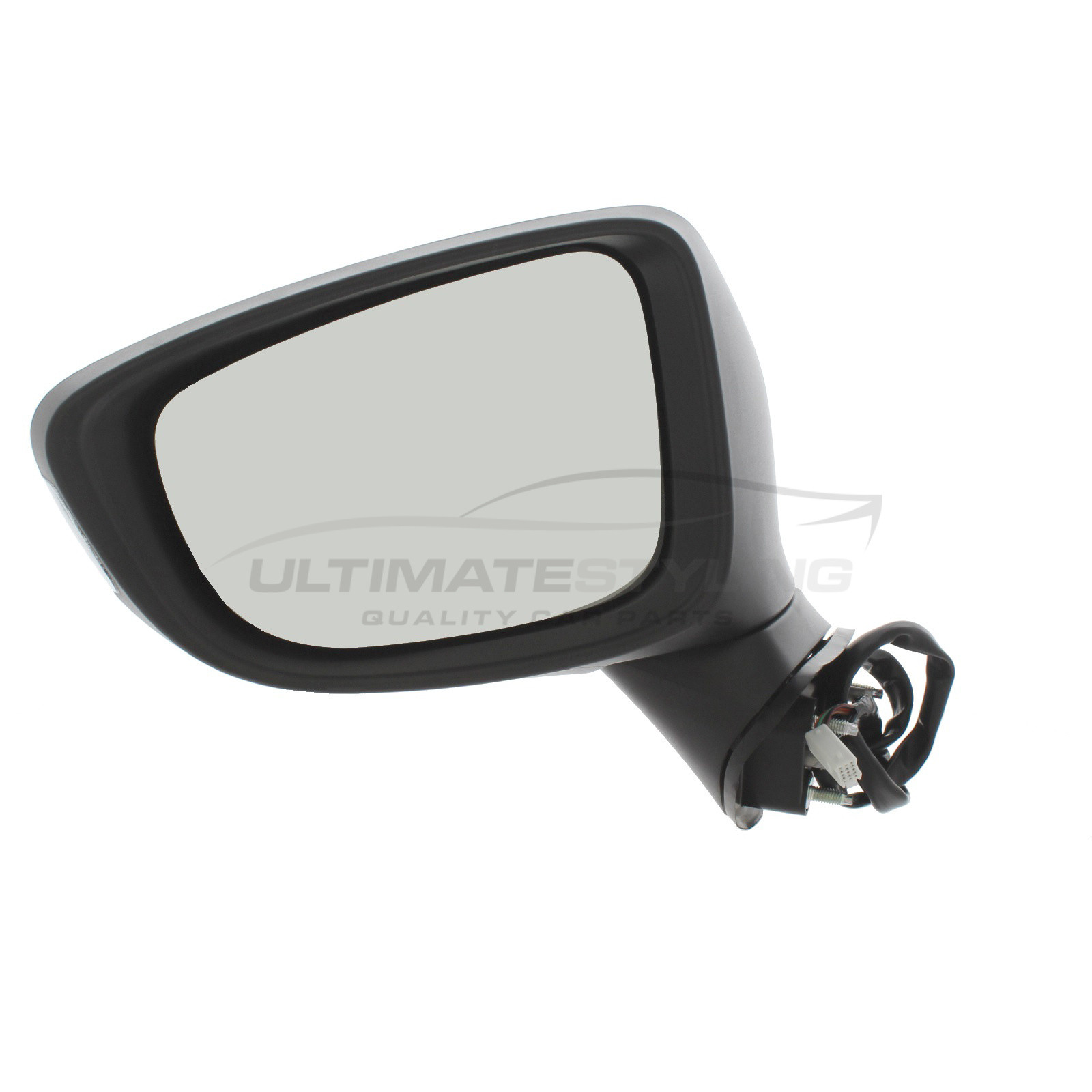 LH Ultimate Styling Replacement Electric None Power Folding Wing Door Mirror With Heated Glass With Black Mirror Cover Cap Side Of Product Passenger Side 