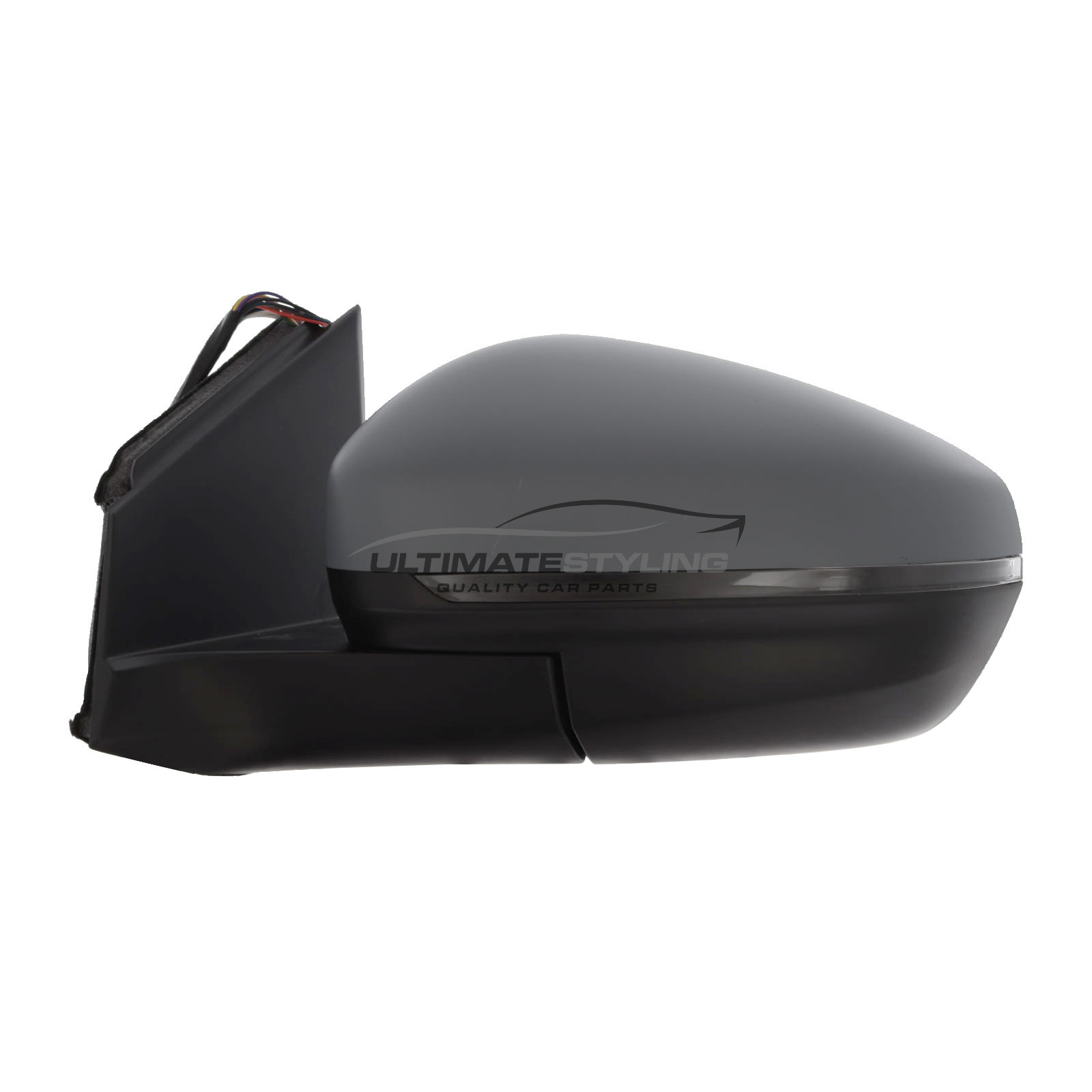 Peugeot 3008 2016-2024 / 5008 2017-2025 Wing Door Mirror - Electric Power Folding - Heated - Convex - Glass - Blind Spot Indicator - Puddle Lamp - Primed Cover - Passengers Side Nearside Left Hand