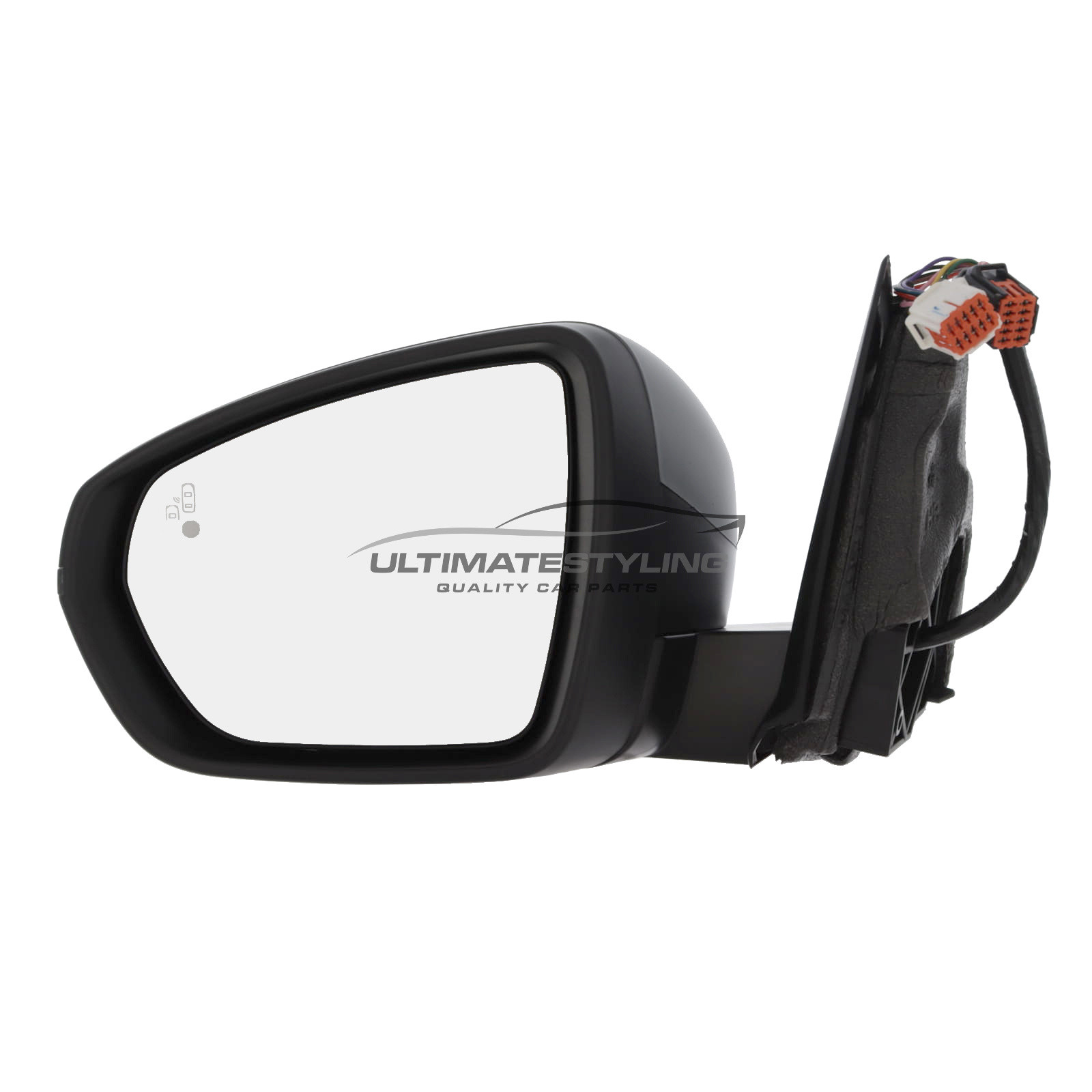 Peugeot 3008 2016-2024 / 5008 2017-2025 Wing Door Mirror - Electric Power Folding - Heated - Convex - Glass - Blind Spot Indicator - Puddle Lamp - Primed Cover - Passengers Side Nearside Left Hand