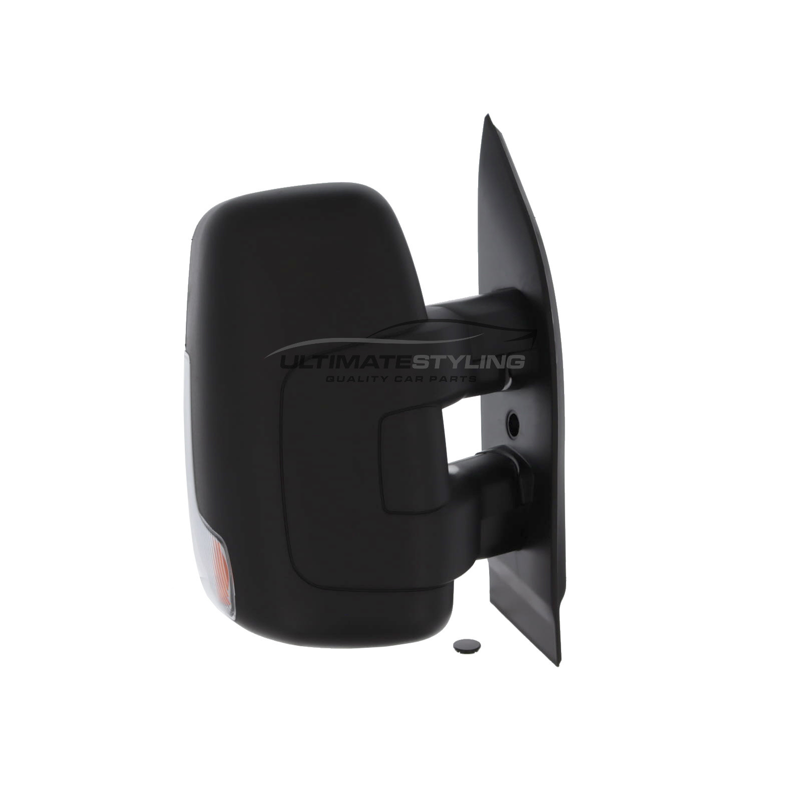 Iveco Daily 2014-2025 Short Arm Wing Door Mirror - Manual - Convex Glass - Clear Indicator - Black Cover - Drivers Side Offside Right Hand