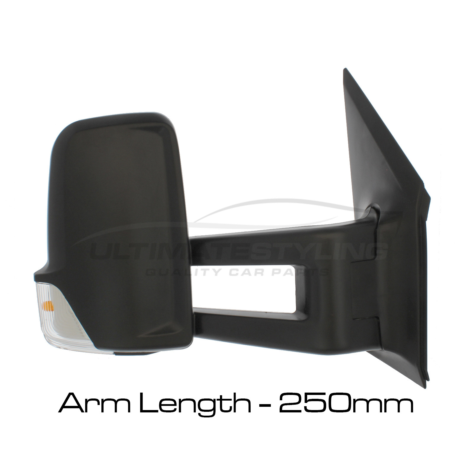 Mercedes Benz Sprinter 2006-2019, Volkswagen Crafter 2006-2017 Electric Heated Black Long Arm Door Wing Mirror RH