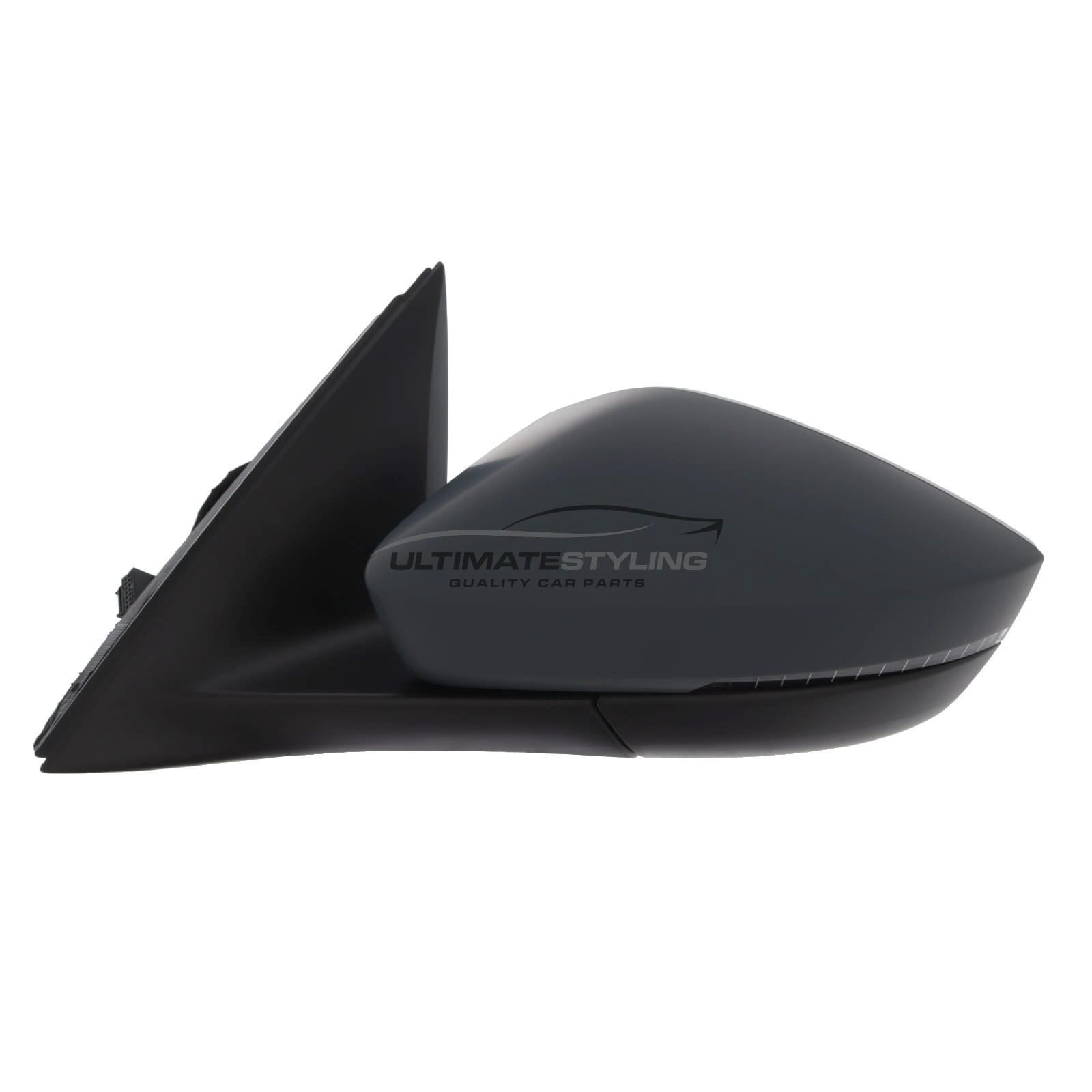 Skoda Kamiq 2019-> Wing Door Mirror - Electric Power Folding - Heated - Convex - Glass - Indicator - Primed Cover - Passengers Side Nearside Left Hand