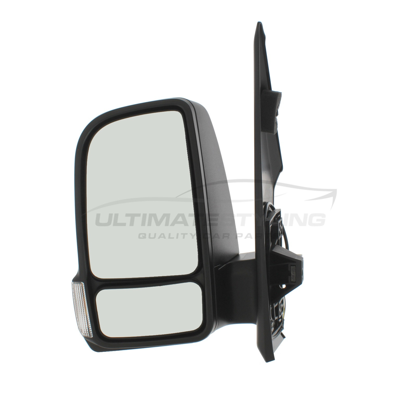 Mercedes Benz Sprinter Wing Mirror / Door Mirror - Passenger Side (LH) - Manual adjustment - Non-Heated Glass - Indicator - Black - Textured