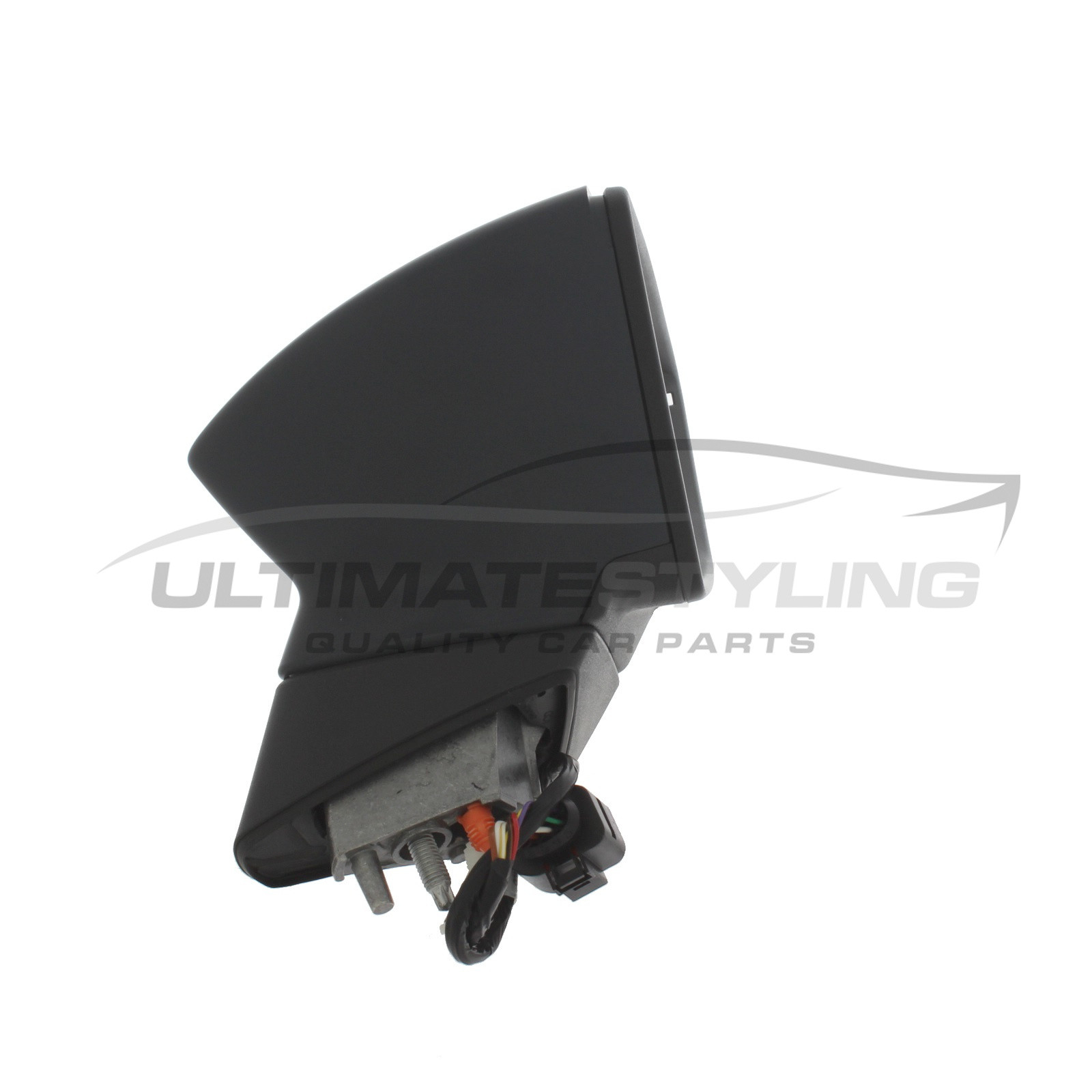 ULTIMATESTYLING ULT144-2 Manual None Power Folding Long Arm Wing Door Mirror With Non-Heated Glass With Black Mirror Cover Cap Side Of Product Drivers Side 