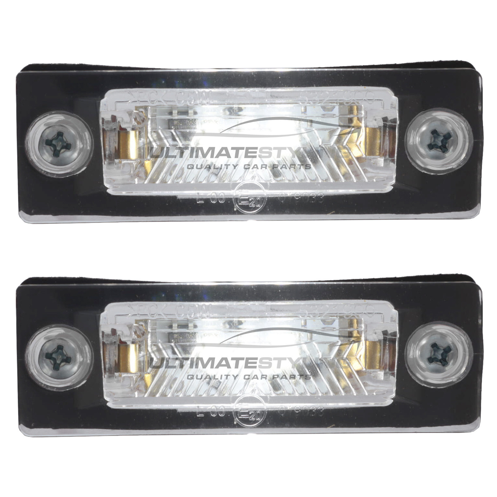 Skoda Superb, Volkswagen Caddy / Caravelle / Passat / Touran / Transporter Rear Number Plate Light - 1 Pair (LH & RH)