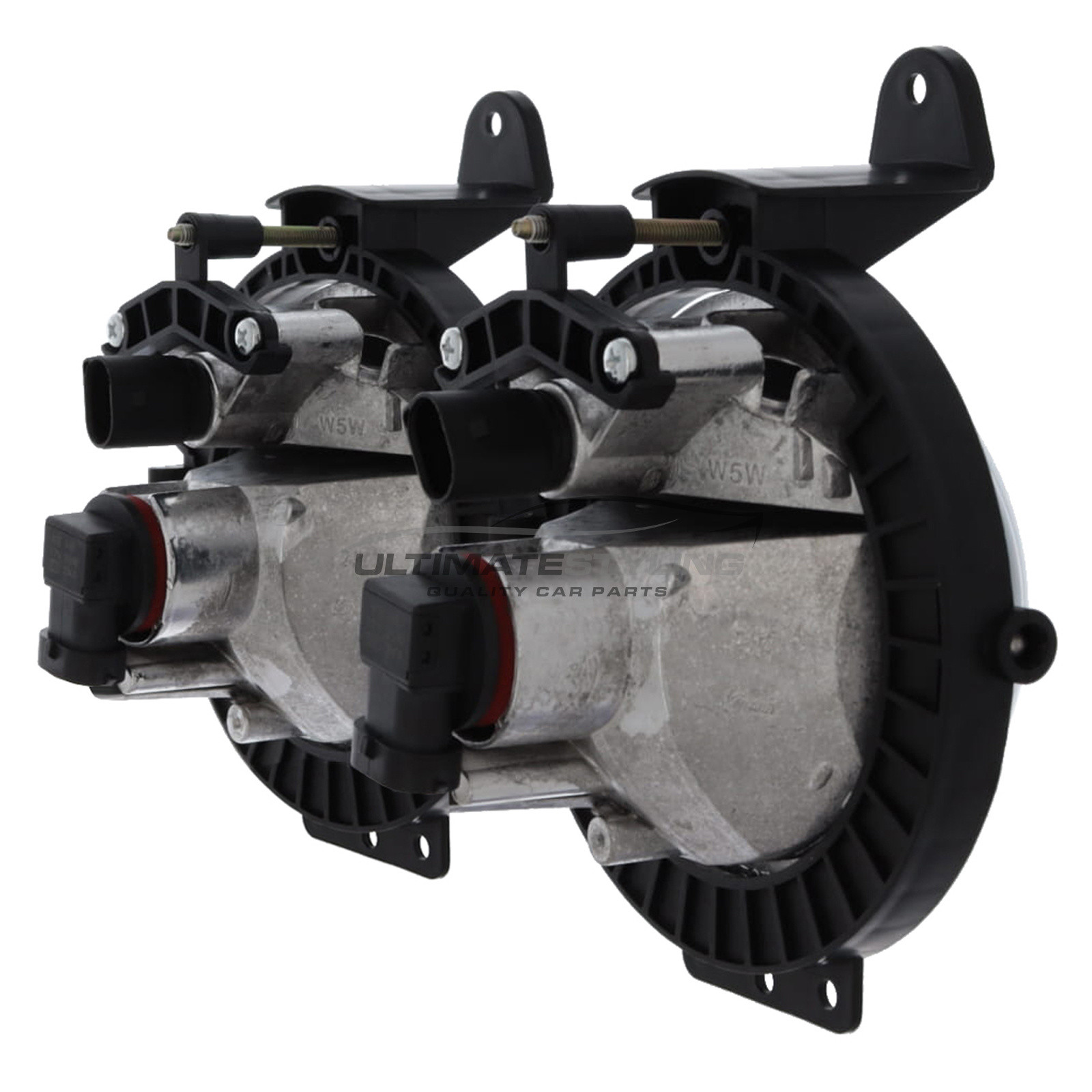 BMW Mini R56 2006-2014 / R57 2009-2016 / R58 2011-2016 / Clubman R55 Estate 2007-2015 / Clubman R55 Van 2012-2015 / Roadster 2012-2016 - Smoked Performance Front Fog Lights - Halogen DRL Daytime Running Lamps - Round - With H8 W5W Bulbs & Bulb Holders