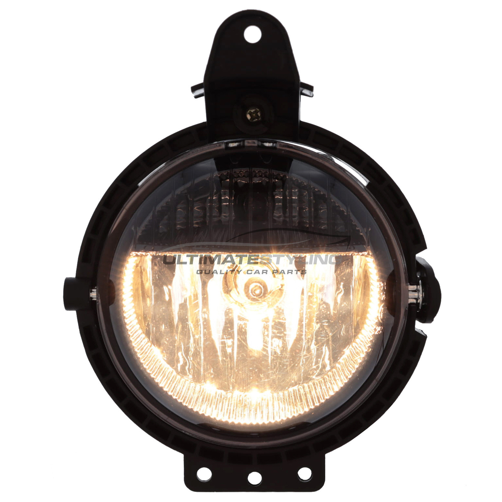 BMW Mini R56 2006-2014 / R57 2009-2016 / R58 2011-2016 / Clubman R55 Estate 2007-2015 / Clubman R55 Van 2012-2015 / Roadster 2012-2016 - Smoked Performance Front Fog Lights - Halogen DRL Daytime Running Lamps - Round - With H8 W5W Bulbs & Bulb Holders