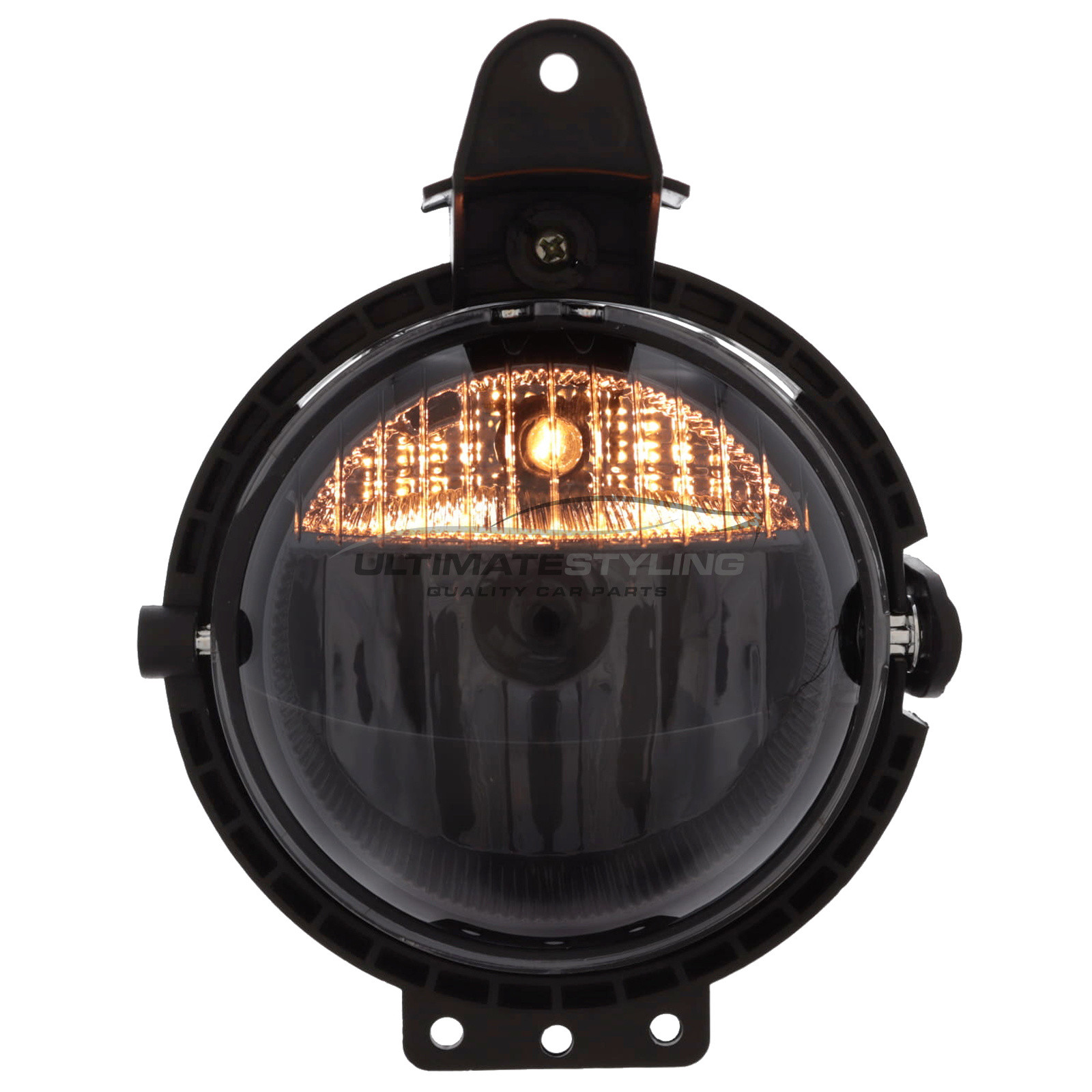 BMW Mini R56 2006-2014 / R57 2009-2016 / R58 2011-2016 / Clubman R55 Estate 2007-2015 / Clubman R55 Van 2012-2015 / Roadster 2012-2016 - Smoked Performance Front Fog Lights - Halogen DRL Daytime Running Lamps - Round - With H8 W5W Bulbs & Bulb Holders