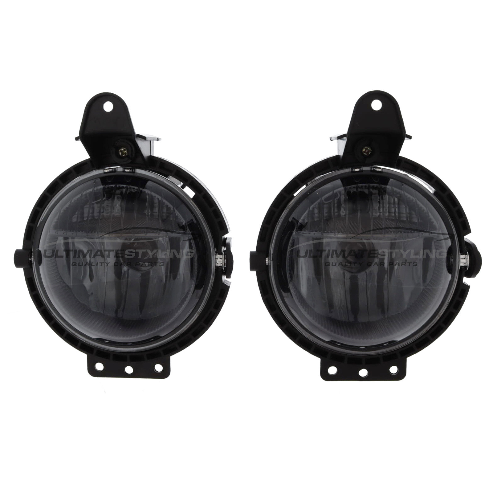 BMW Mini R56 2006-2014 / R57 2009-2016 / R58 2011-2016 / Clubman R55 Estate 2007-2015 / Clubman R55 Van 2012-2015 / Roadster 2012-2016 - Smoked Performance Front Fog Lights - Halogen DRL Daytime Running Lamps - Round - With H8 W5W Bulbs & Bulb Holders