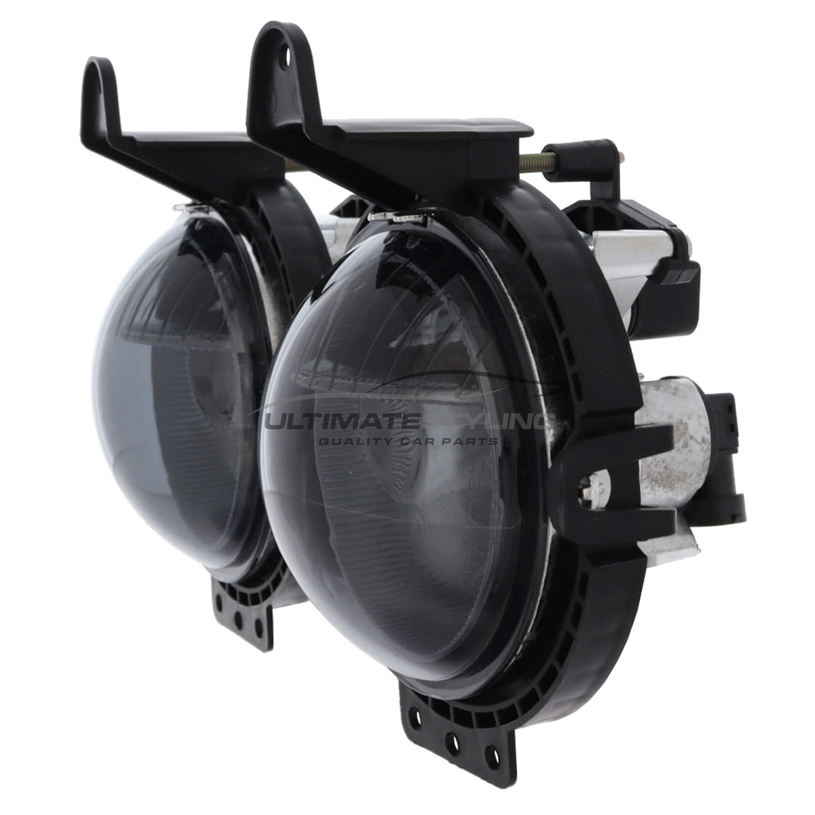 BMW Mini R56 2006-2014 / R57 2009-2016 / R58 2011-2016 / Clubman R55 Estate 2007-2015 / Clubman R55 Van 2012-2015 / Roadster 2012-2016 - Smoked Performance Front Fog Lights - Halogen DRL Daytime Running Lamps - Round - With H8 W5W Bulbs & Bulb Holders