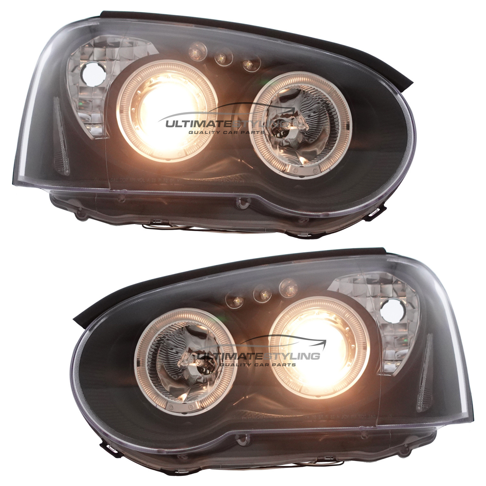Subaru Impreza Blobeye 2003-2005 Upgrade Headlights Black Inner LED DRL Angel Eyes Halo Projector Xenon Look