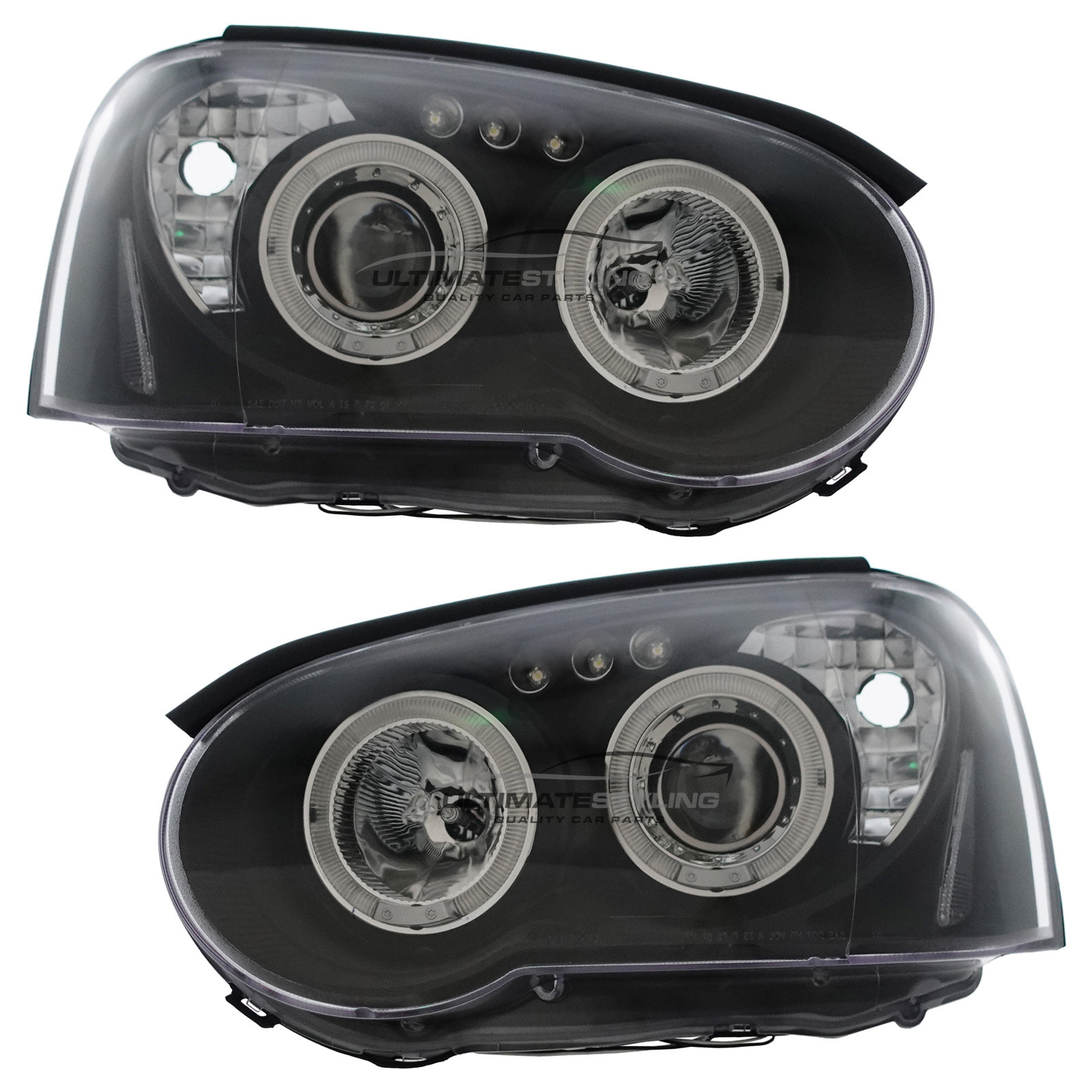 Subaru Impreza Blobeye 2003-2005 Upgrade Headlights Black Inner LED DRL Angel Eyes Halo Projector Xenon Look