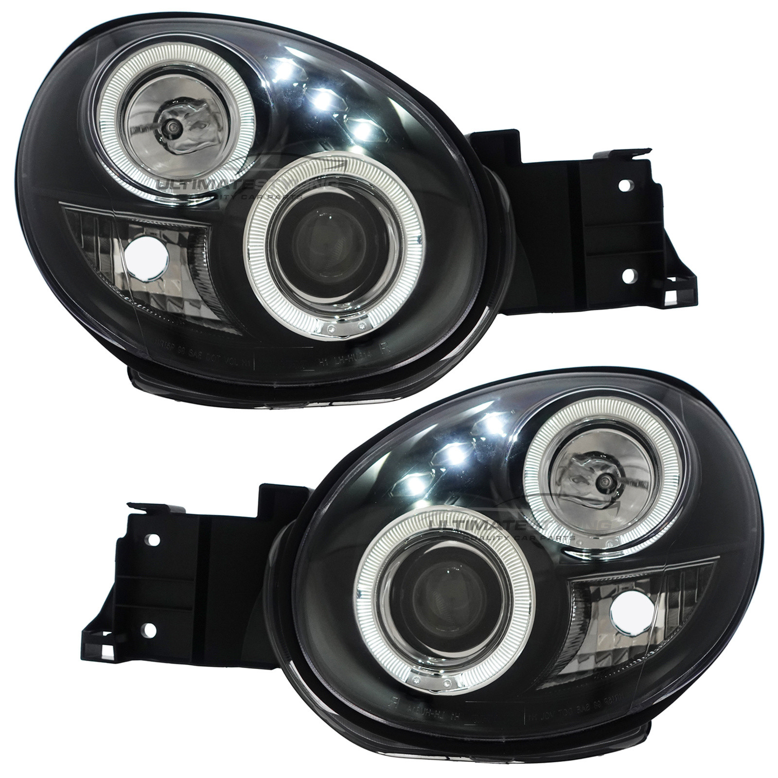 Subaru Impreza Bug Eye 2000-2003 Upgrade Headlights LED Angel Eyes and LED DRL Black Inner Projector Halo Angel Eyes Xenon Look