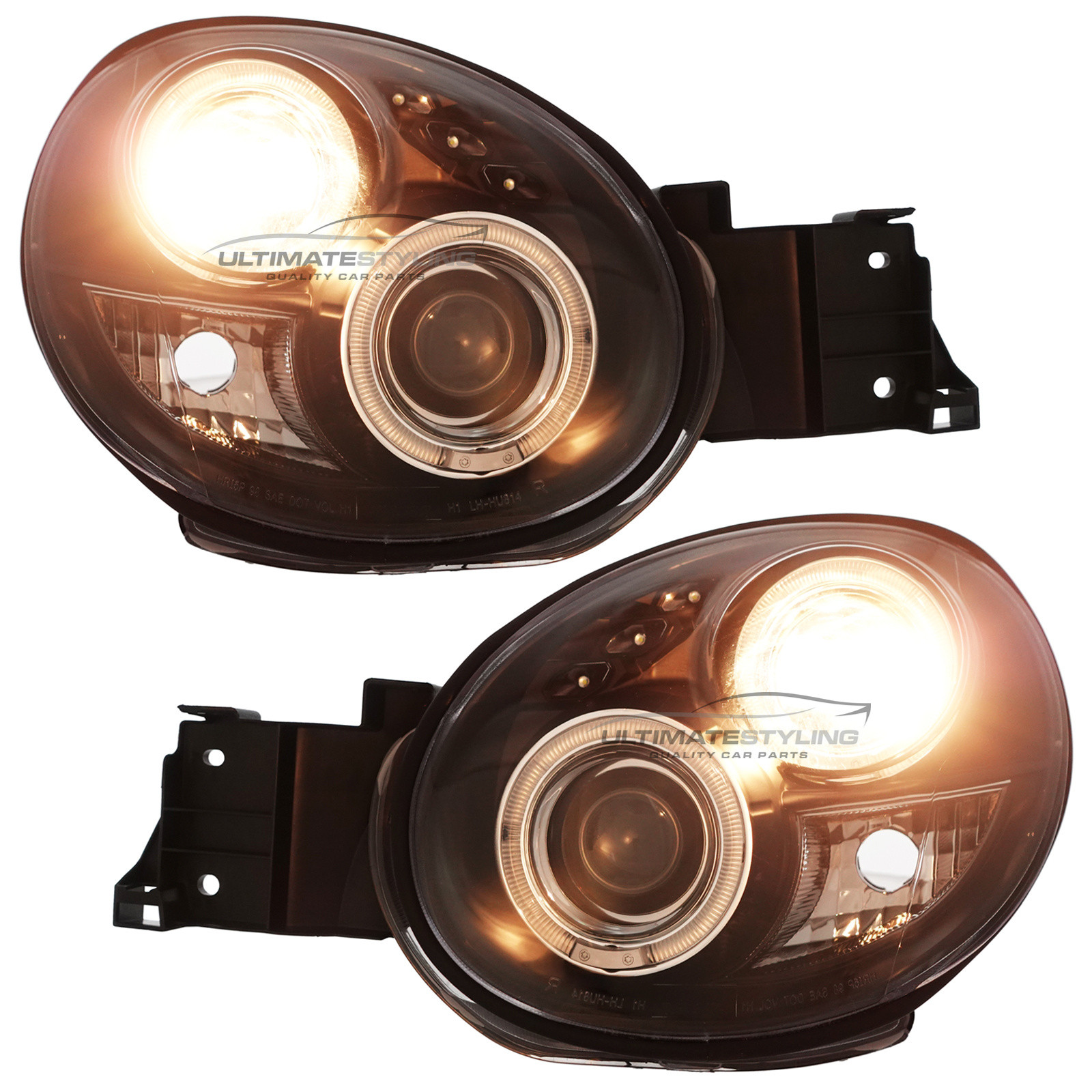 Subaru Impreza Bug Eye 2000-2003 Upgrade Headlights LED Angel Eyes and LED DRL Black Inner Projector Halo Angel Eyes Xenon Look