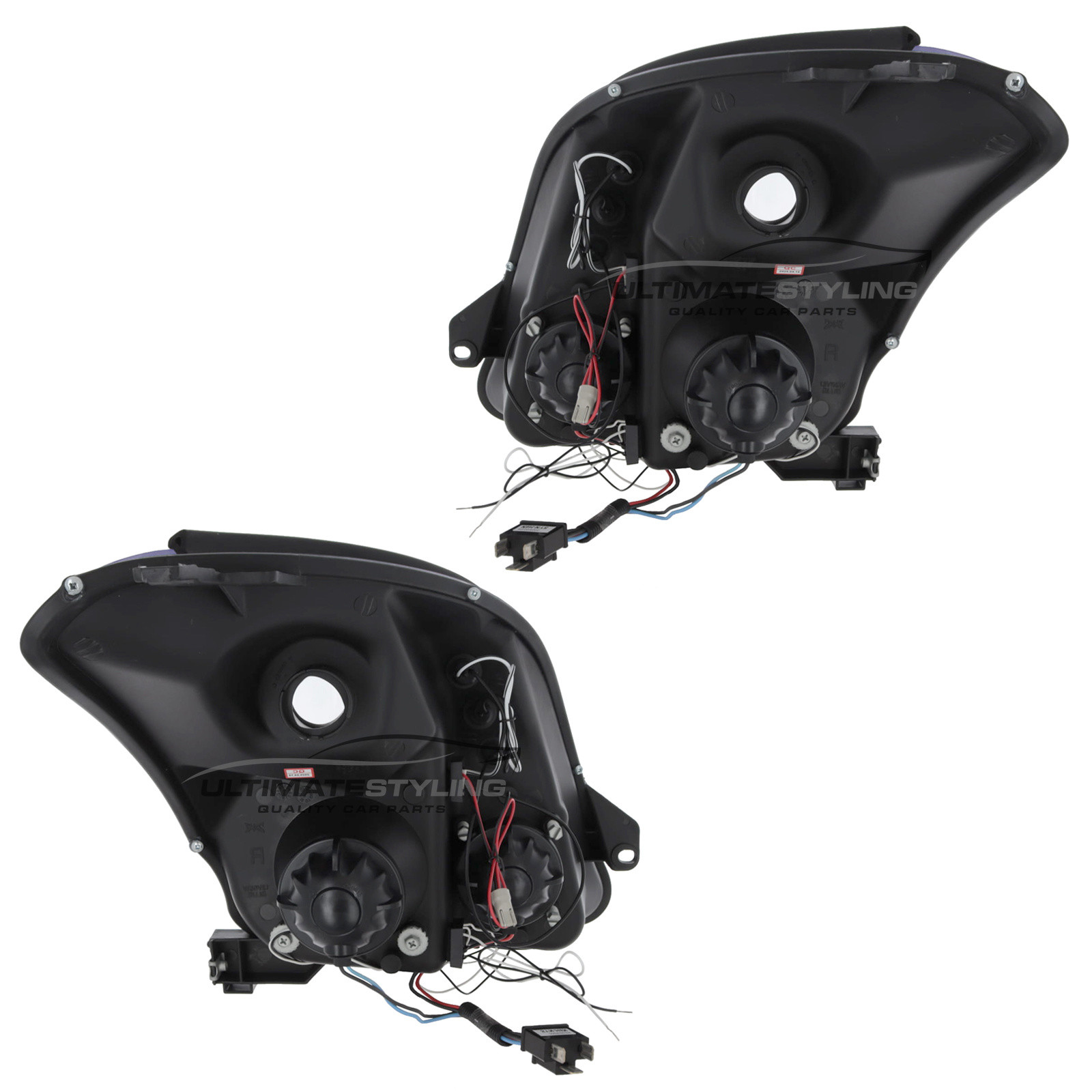 Suzuki Swift 2005-2010 Upgrade Black Inner Headlights LED DRL Angel Eyes Halo Projector Xenon Look