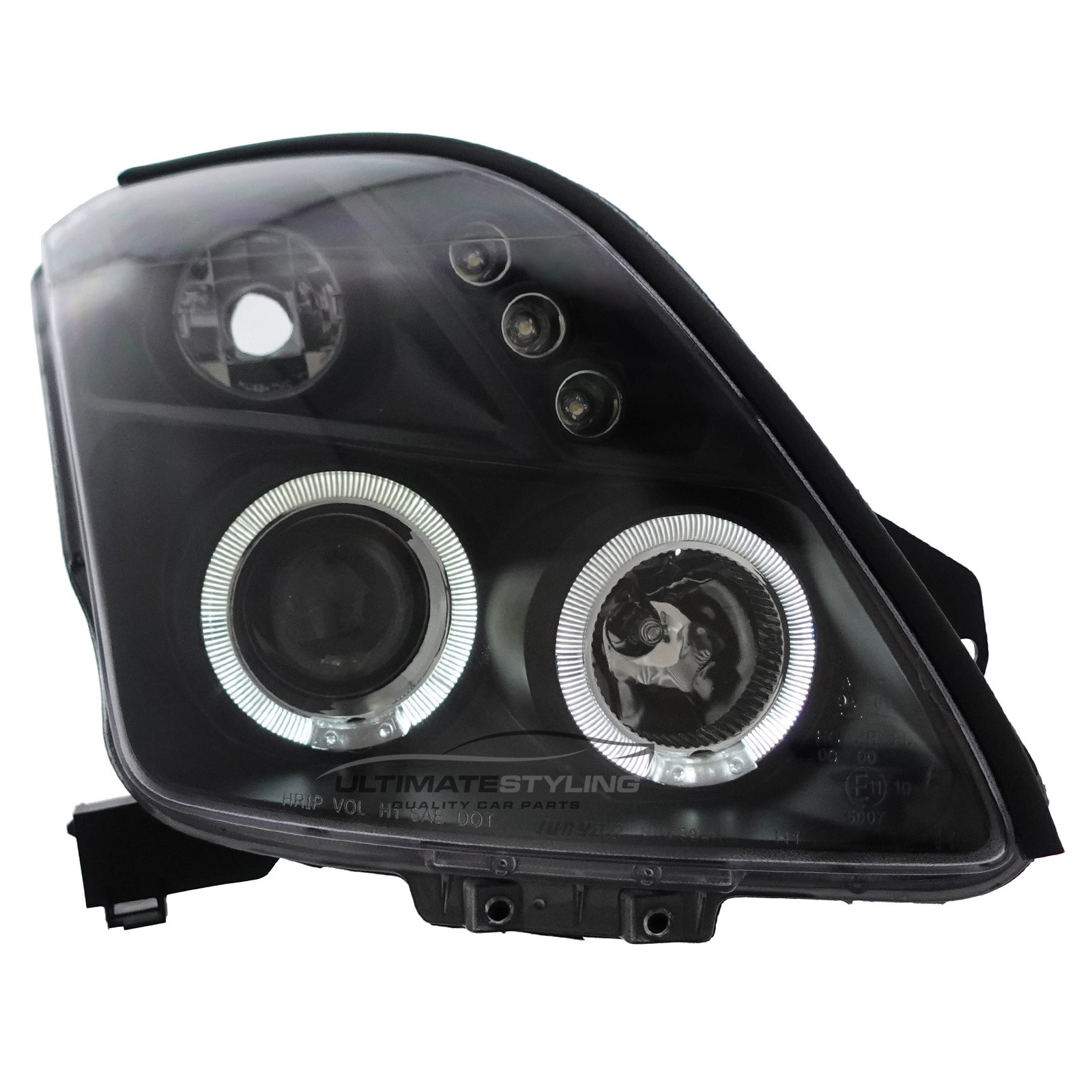 Suzuki Swift 2005-2010 Upgrade Black Inner Headlights LED DRL Angel Eyes Halo Projector Xenon Look