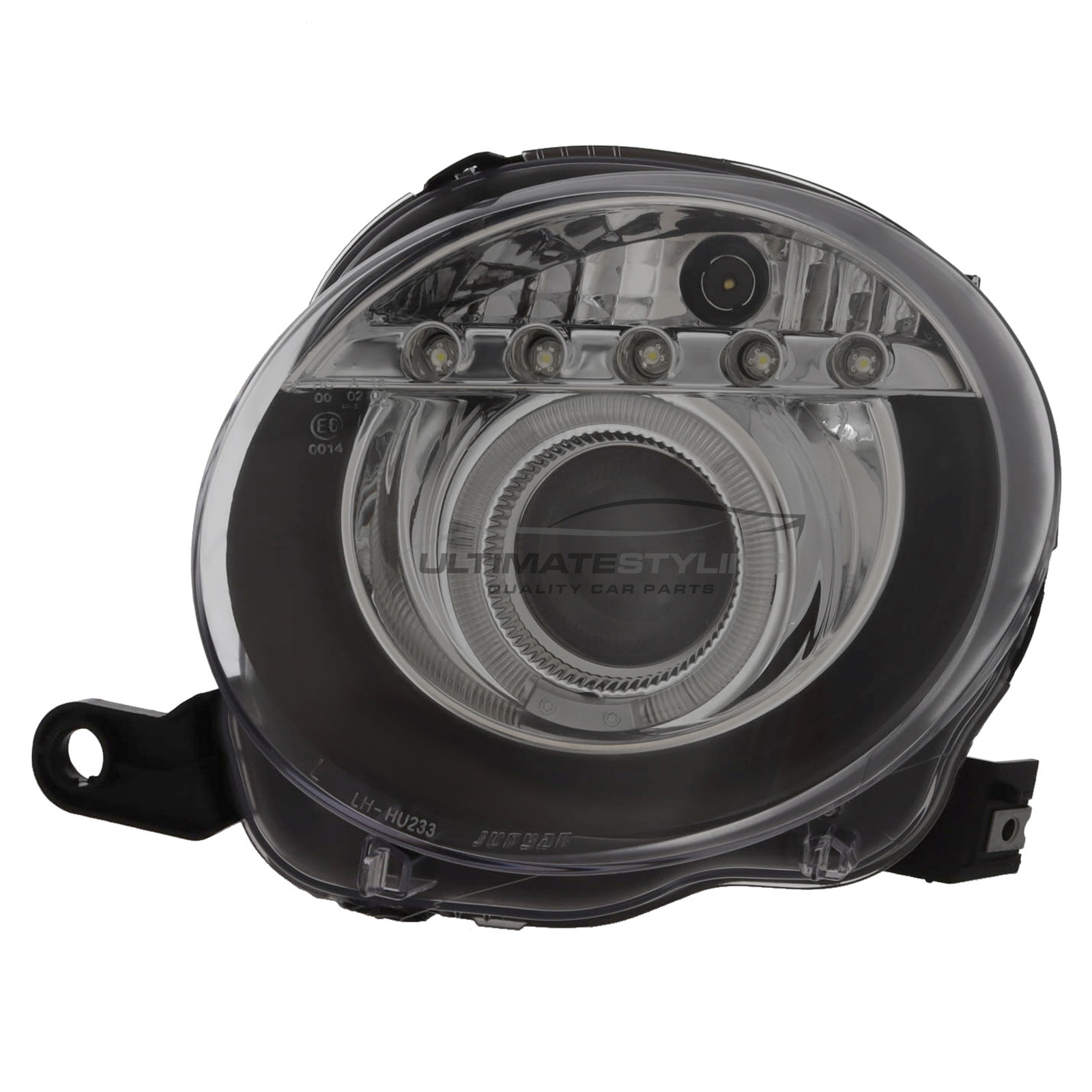 Fiat 500 2008-2015 and Abarth 2015-2016 Upgrade Headlights Black Inner LED DRL Projector Xenon Look