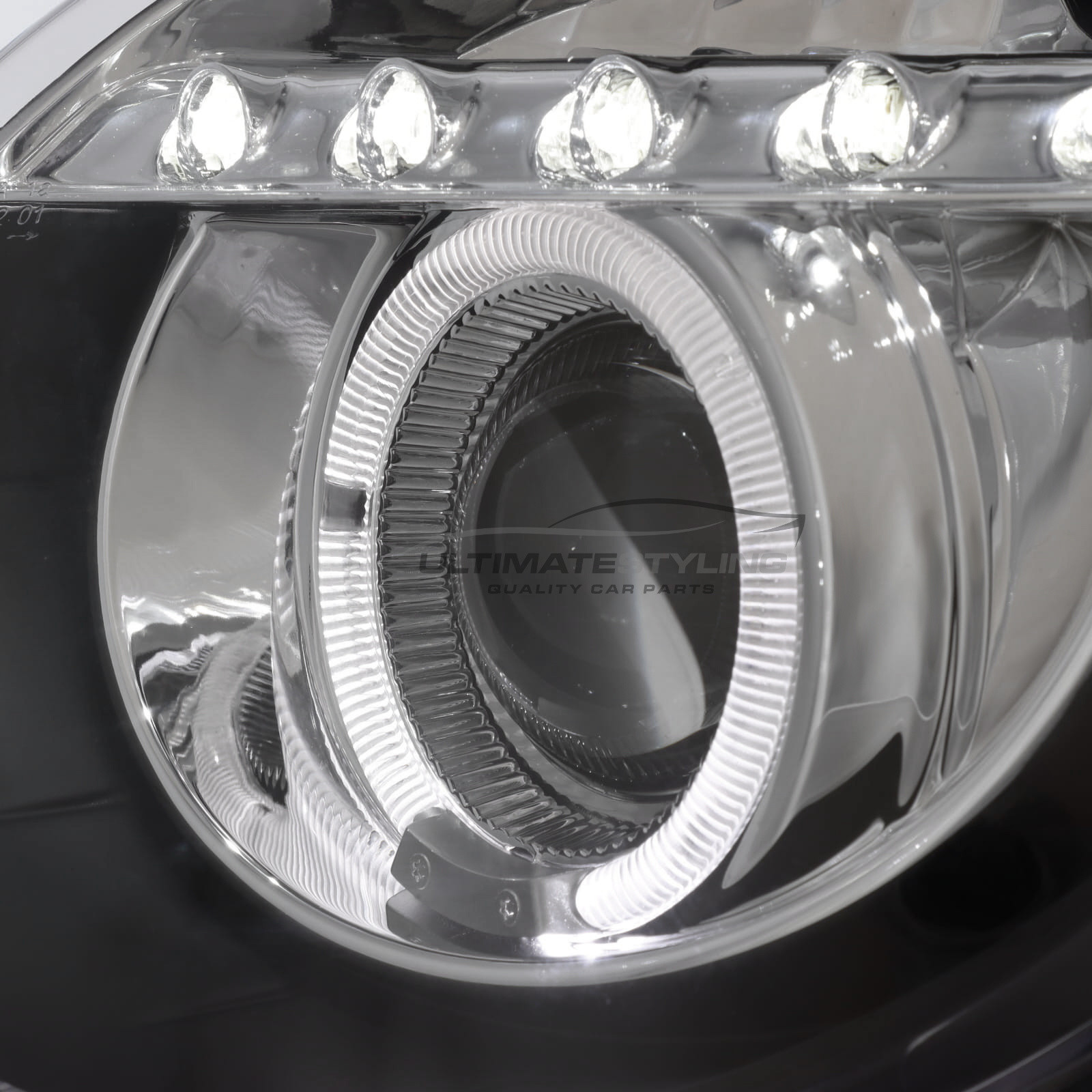 Fiat 500 2008-2015 and Abarth 2015-2016 Upgrade Headlights Black Inner LED DRL Projector Xenon Look