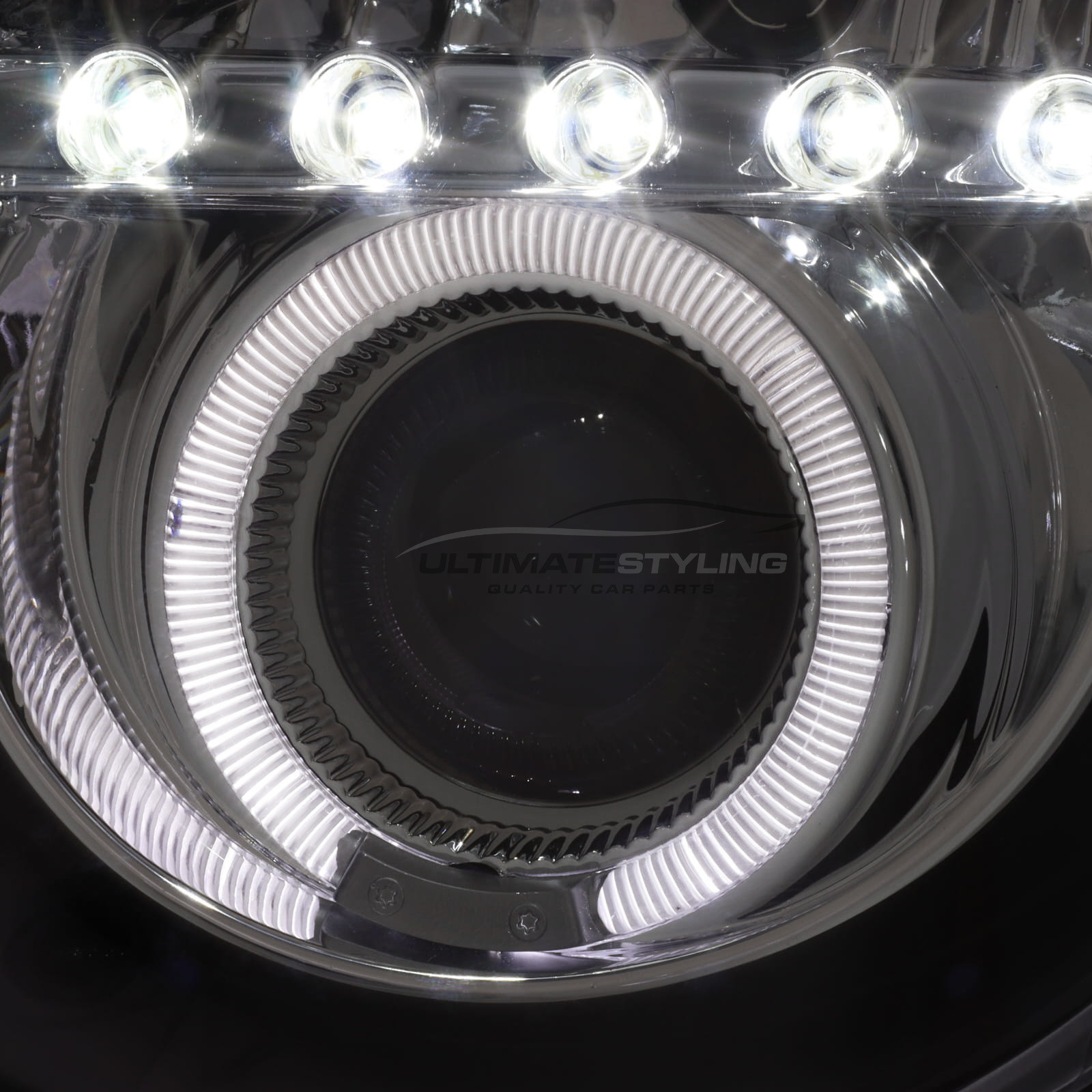 Fiat 500 2008-2015 and Abarth 2015-2016 Upgrade Headlights Black Inner LED DRL Projector Xenon Look