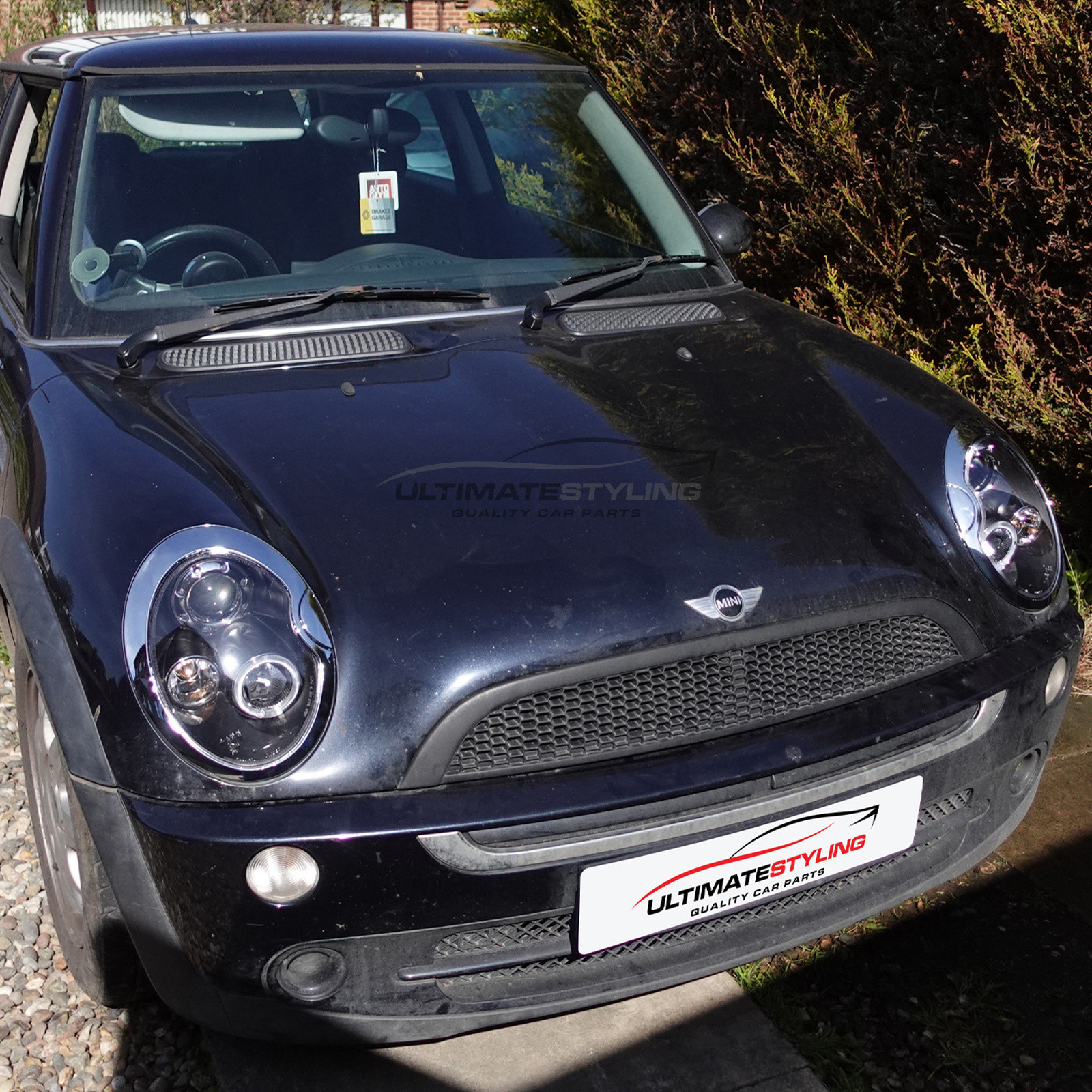 BMW Mini R50 R53 2001-2006 Upgrade Headlights Black Inner LED Angel Eye Halo Projector Xenon Look