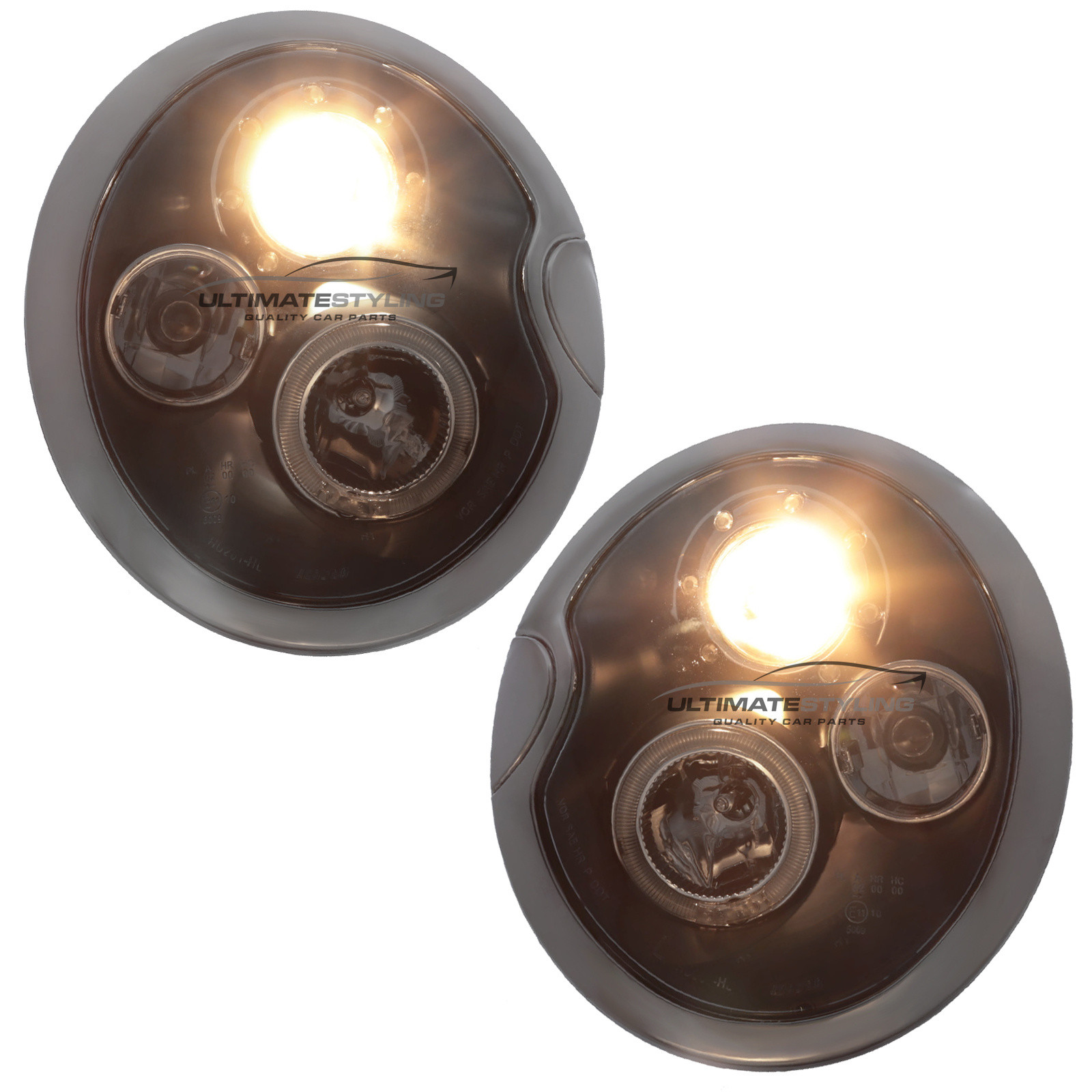 BMW Mini R50 R53 2001-2006 Upgrade Headlights Black Inner LED Angel Eye Halo Projector Xenon Look