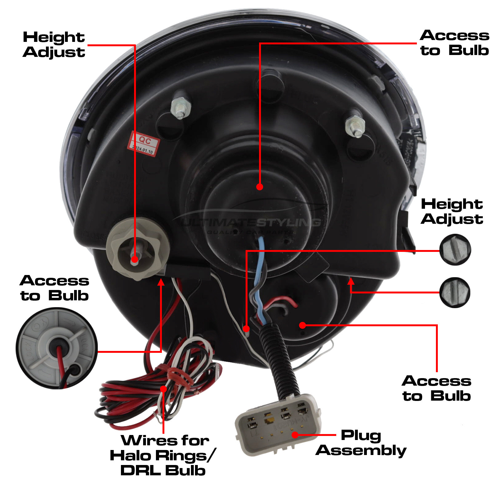 BMW Mini R50 R53 2001-2006 Upgrade Headlights Black Inner LED Angel Eye Halo Projector Xenon Look