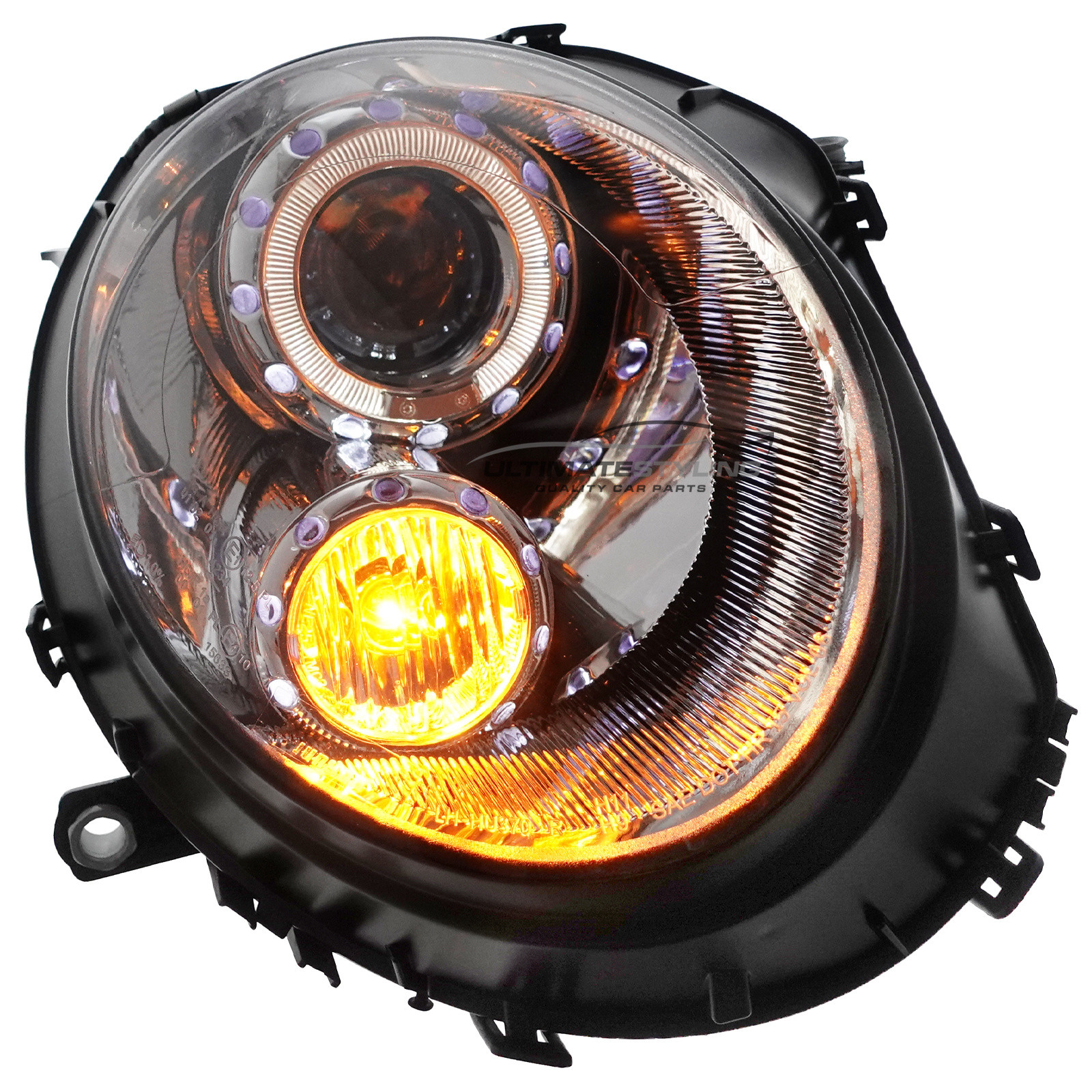 BMW Mini R55 R56 R57 2006-2015 Upgrade Headlights Chrome Inner LED Angel Eye Halo Projector Xenon Look