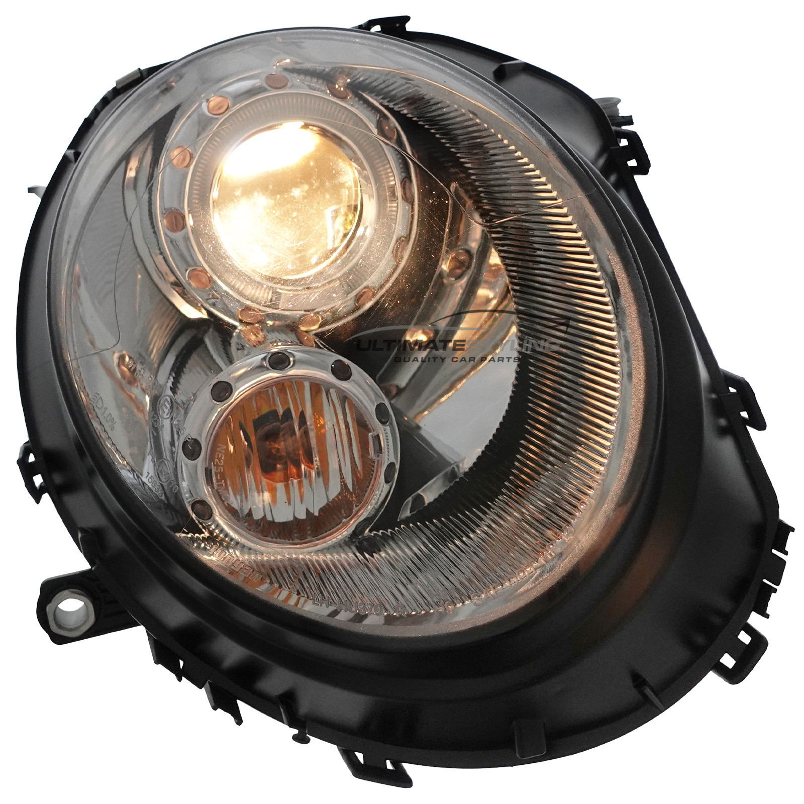 BMW Mini R55 R56 R57 2006-2015 Upgrade Headlights Chrome Inner LED Angel Eye Halo Projector Xenon Look