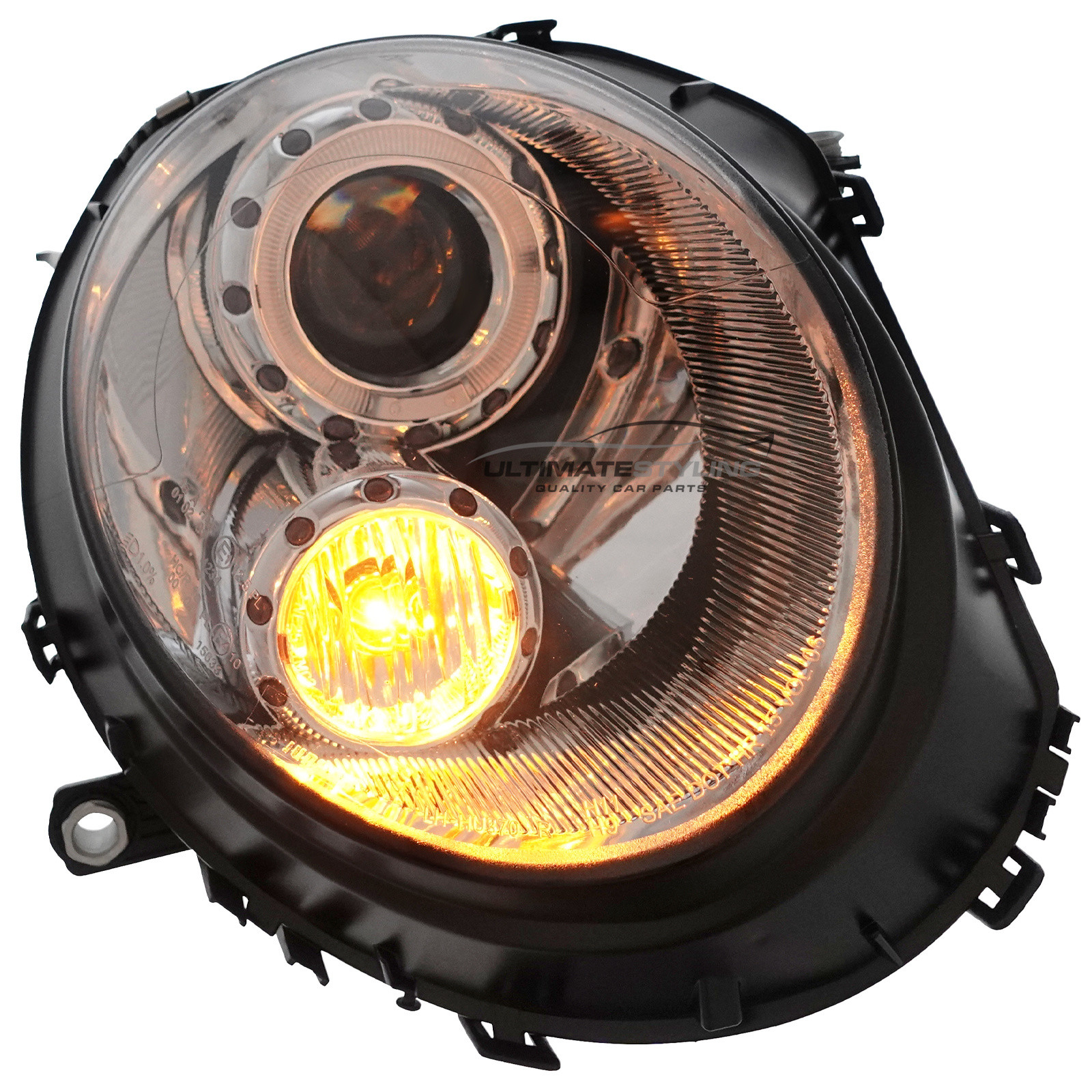 BMW Mini R55 R56 R57 2006-2015 Upgrade Headlights Chrome Inner LED Angel Eye Halo Projector Xenon Look