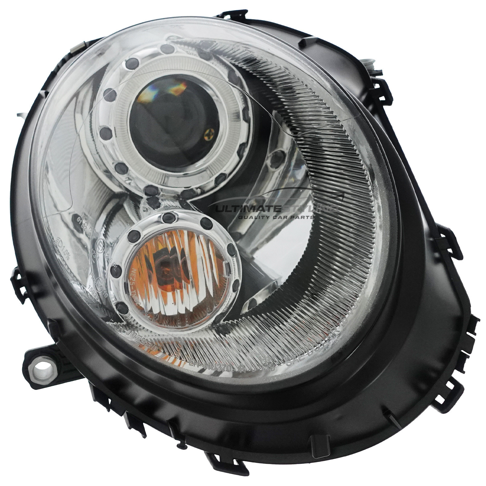 BMW Mini R55 R56 R57 2006-2015 Upgrade Headlights Chrome Inner LED Angel Eye Halo Projector Xenon Look