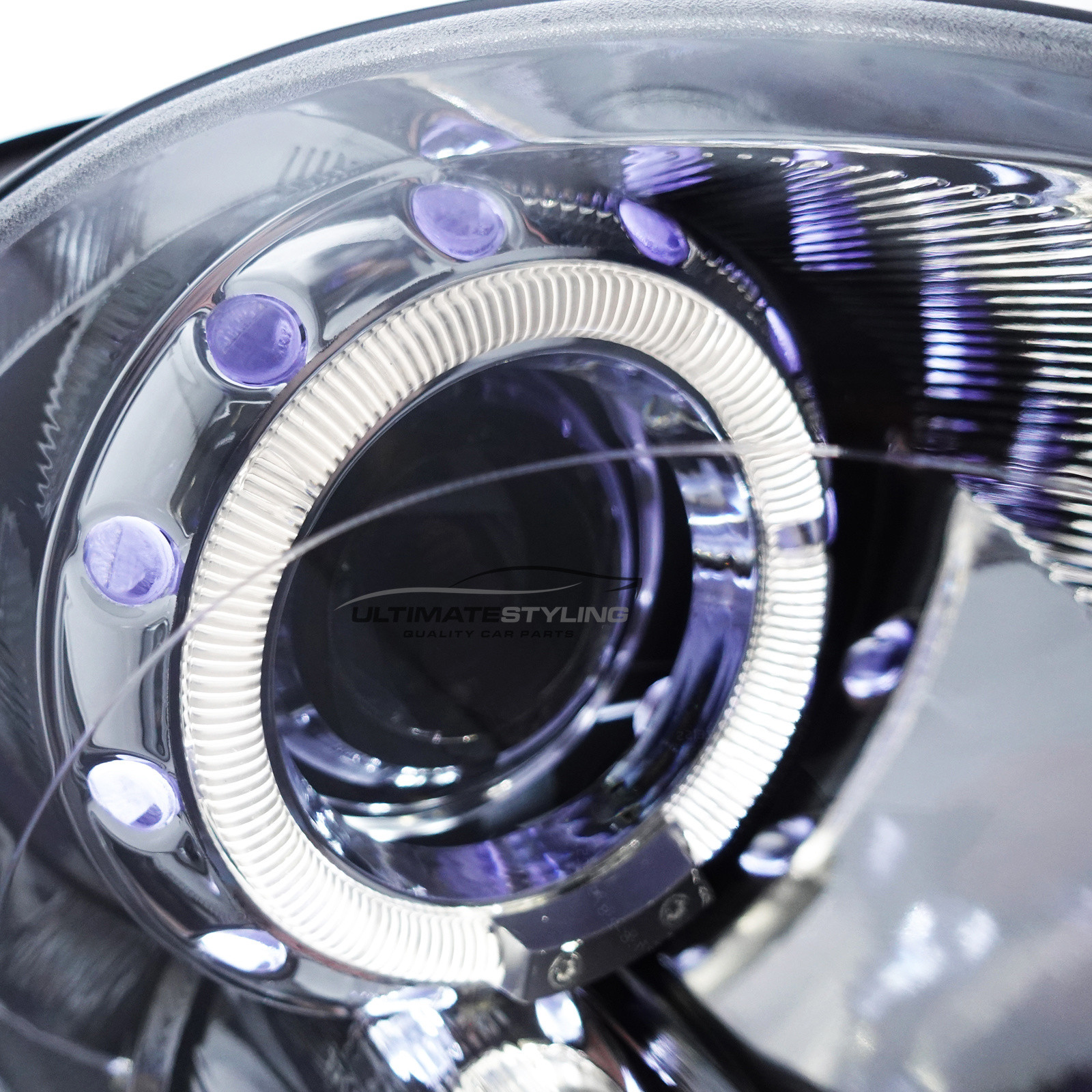 BMW Mini R55 R56 R57 2006-2015 Upgrade Headlights Chrome Inner LED Angel Eye Halo Projector Xenon Look