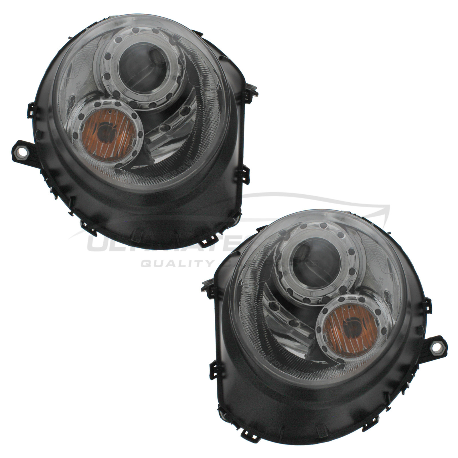 BMW Mini R55 R56 R57 2006-2015 Upgrade Headlights Chrome Inner LED Angel Eye Halo Projector Xenon Look