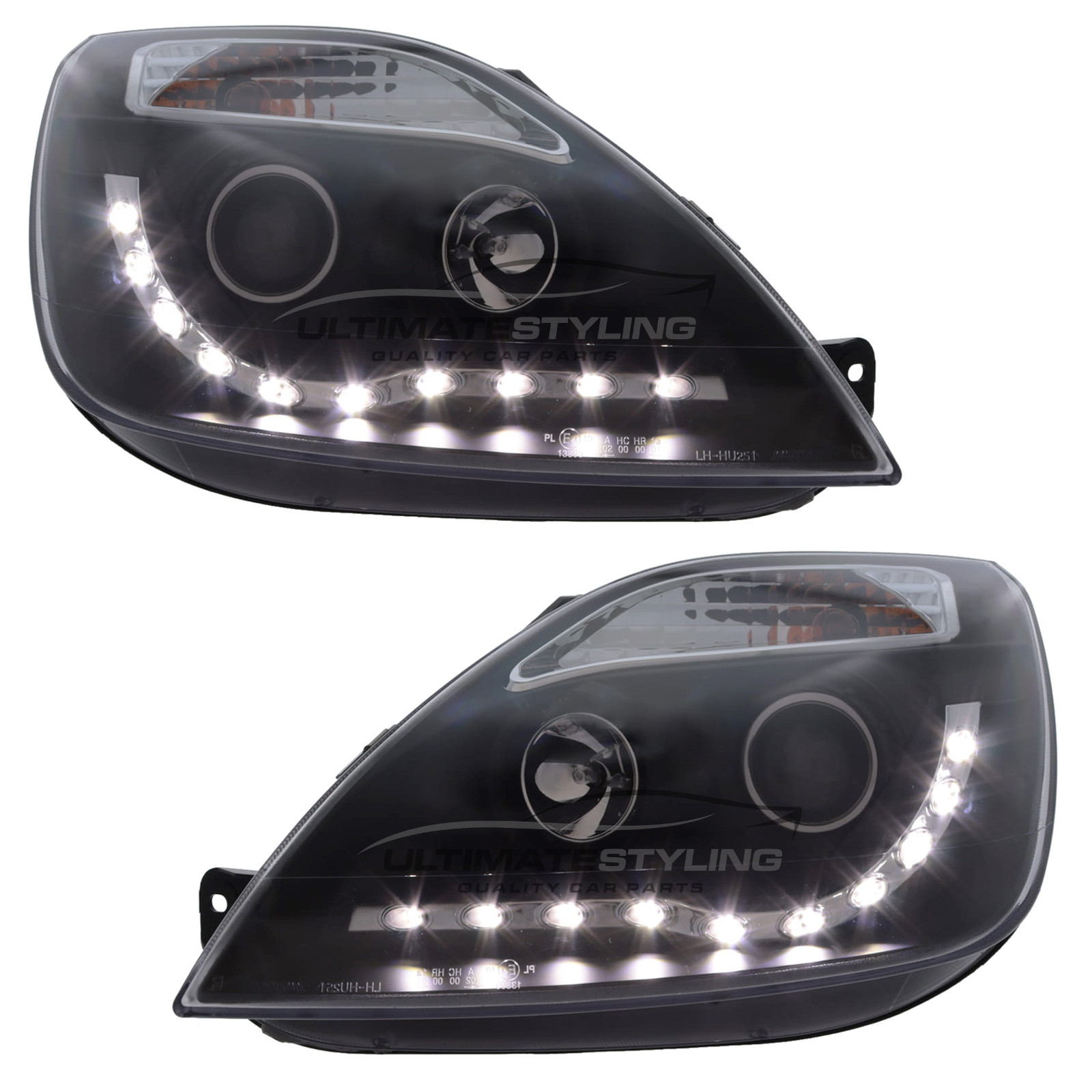 Ford Fiesta Mk6 Including Facelift Model 2002-2008 Upgrade Headlights Black Inner LED DRL Projector Xenon Look