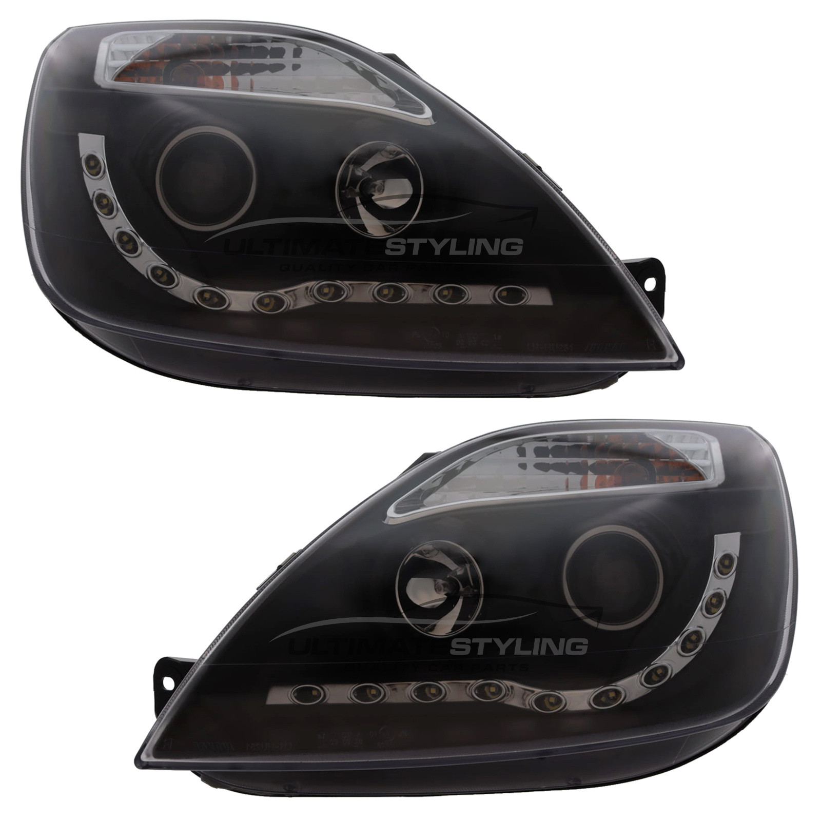 Ford Fiesta Mk6 Including Facelift Model 2002-2008 Upgrade Headlights Black Inner LED DRL Projector Xenon Look