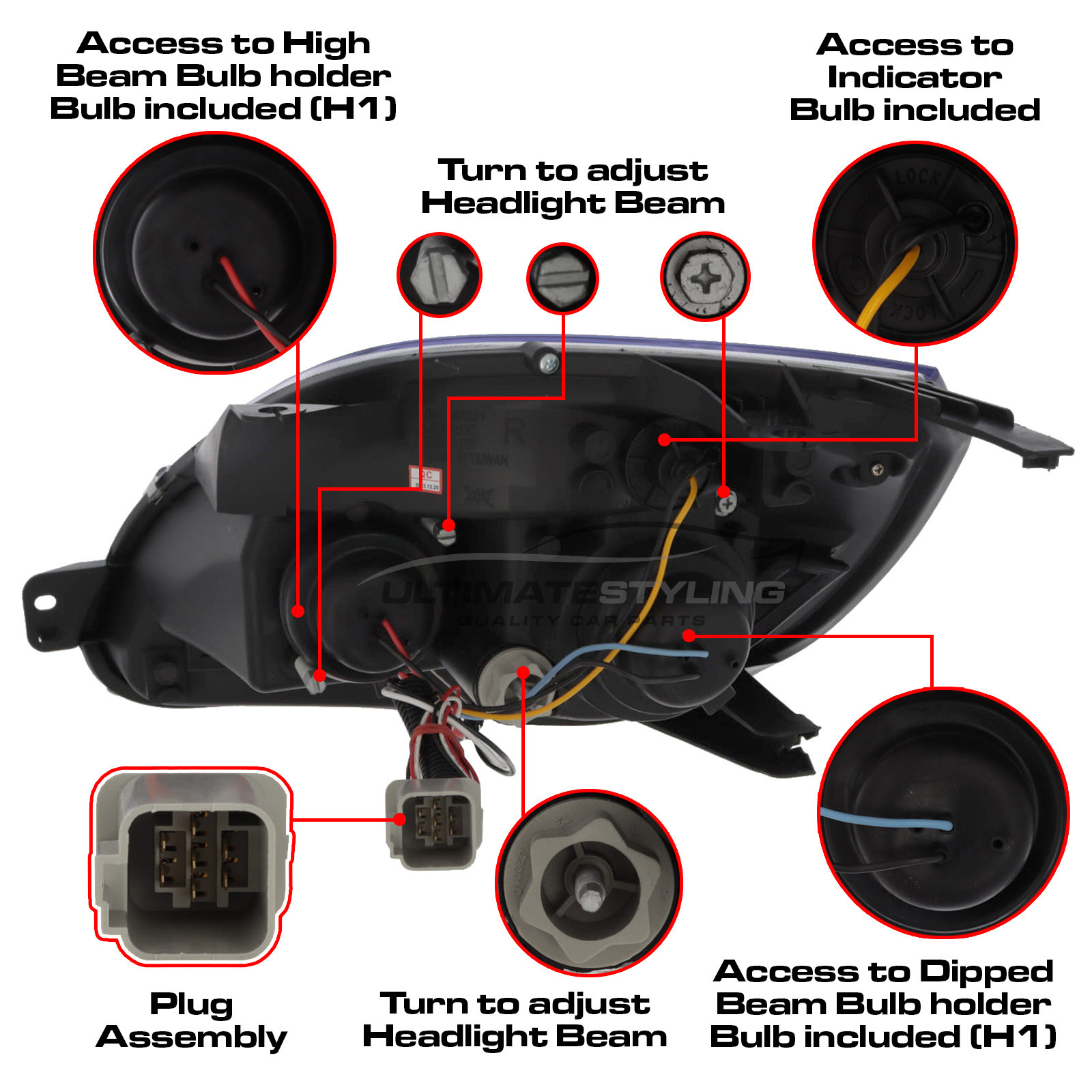 Ford Fiesta Mk6 Including Facelift Model 2002-2008 Upgrade Headlights Black Inner LED DRL Projector Xenon Look