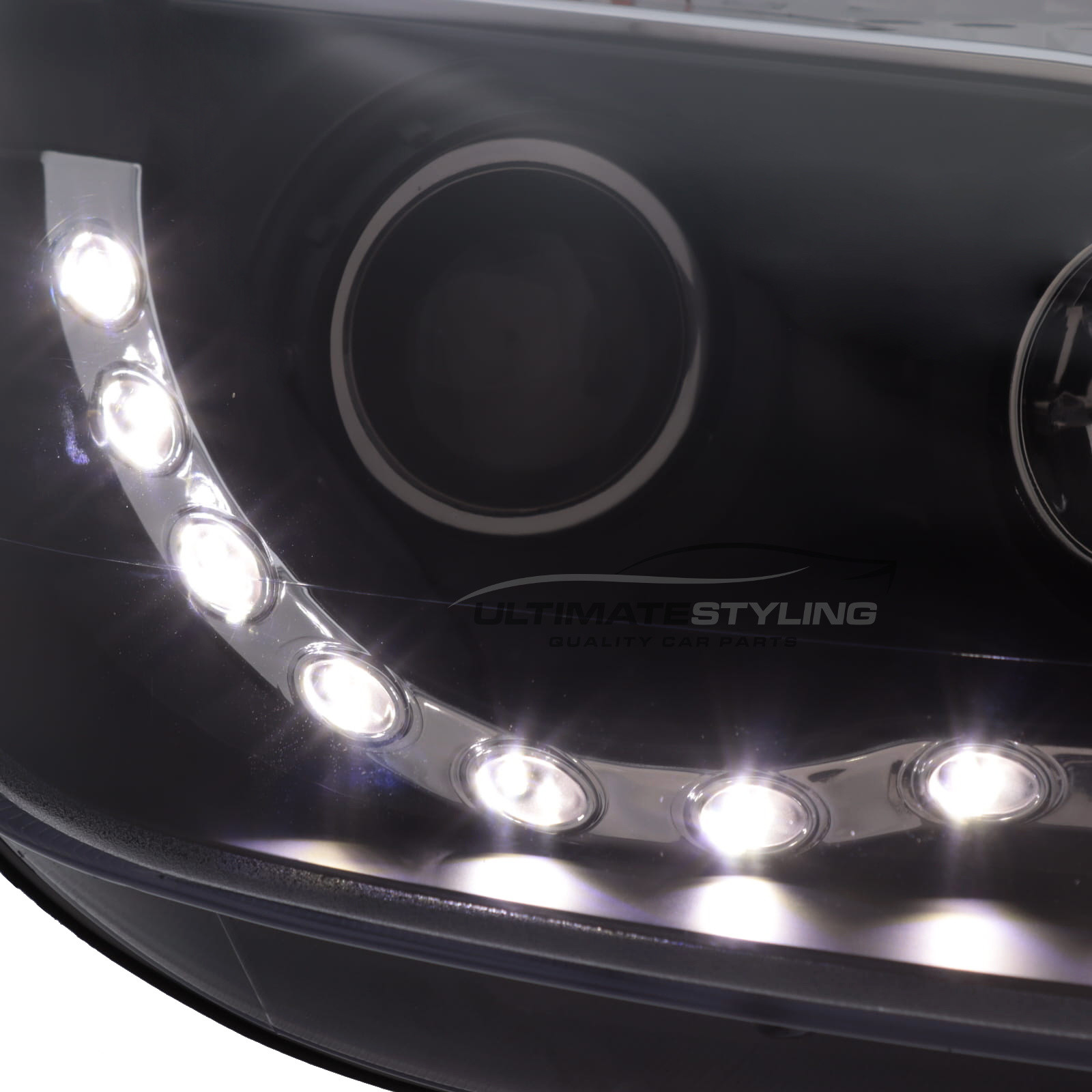 Ford Fiesta Mk6 Including Facelift Model 2002-2008 Upgrade Headlights Black Inner LED DRL Projector Xenon Look