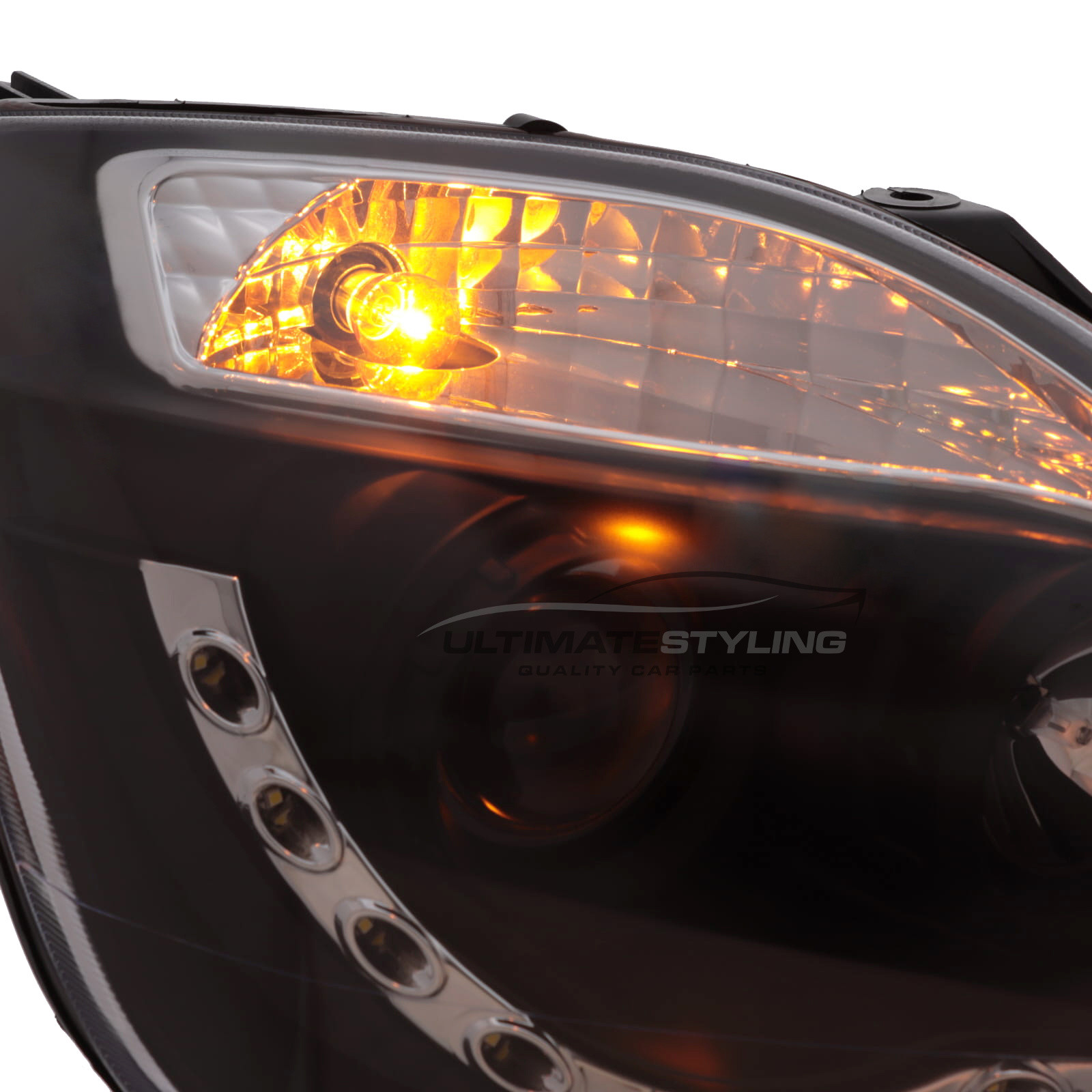 Ford Fiesta Mk6 Including Facelift Model 2002-2008 Upgrade Headlights Black Inner LED DRL Projector Xenon Look