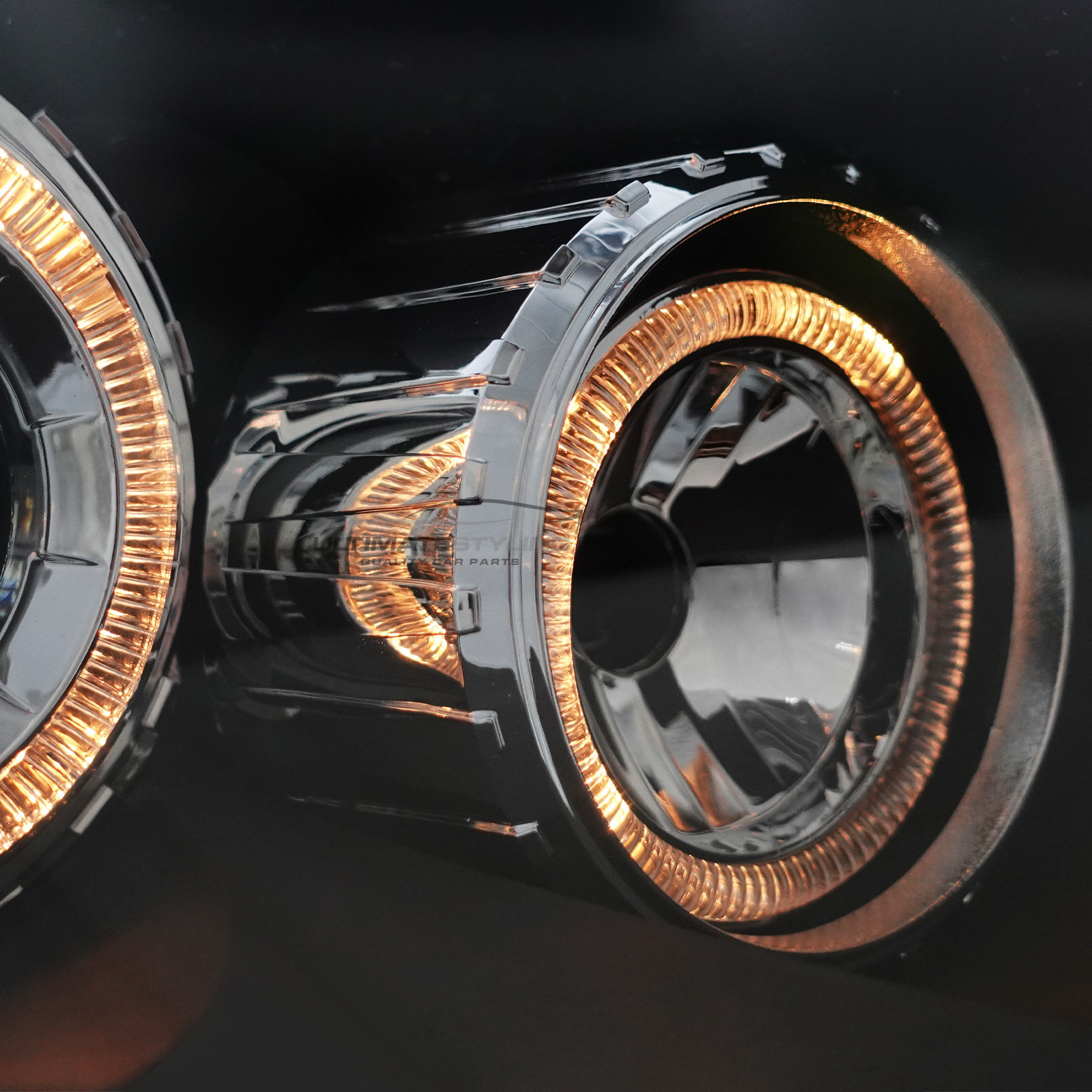 Vauxhall Astra H Mk5 2004-2011 Upgrade Headlights Black Inner Twin Angel Eyes Halo Upgrade Projector Xenon Look