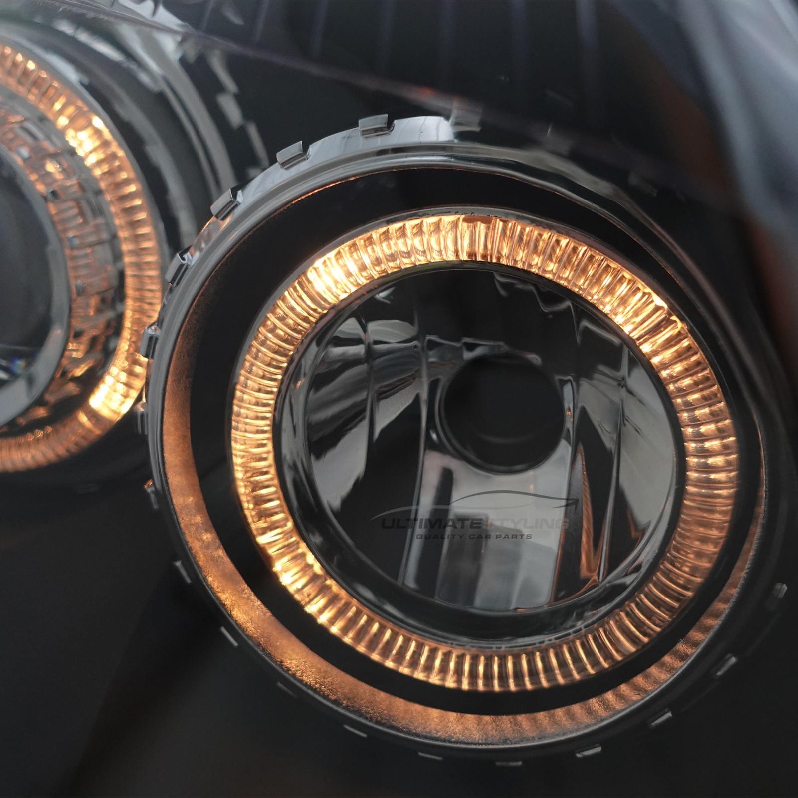 Vauxhall Astra H Mk5 2004-2011 Upgrade Headlights Black Inner Twin Angel Eyes Halo Upgrade Projector Xenon Look