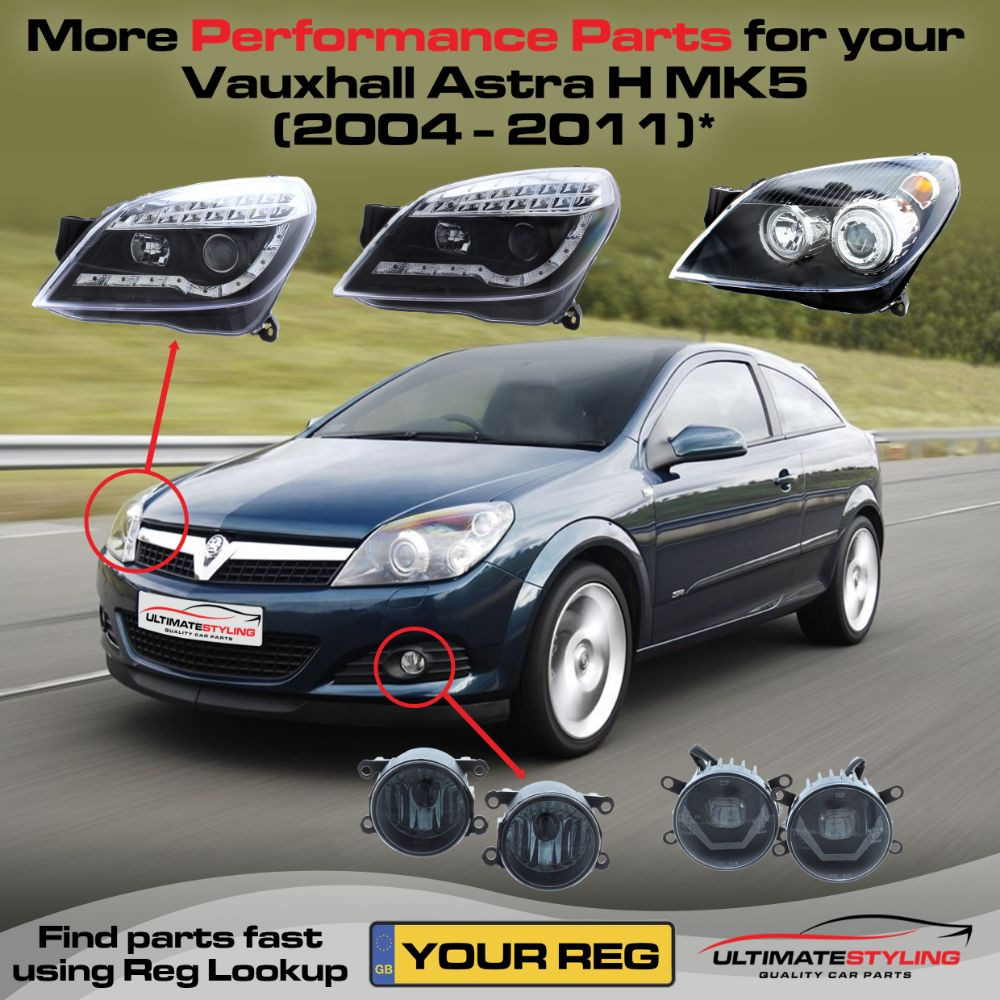 Vauxhall Astra H Mk5 2004-2011 Upgrade Headlights Black Inner LED DRL with LED Indicators Projector Xenon Look