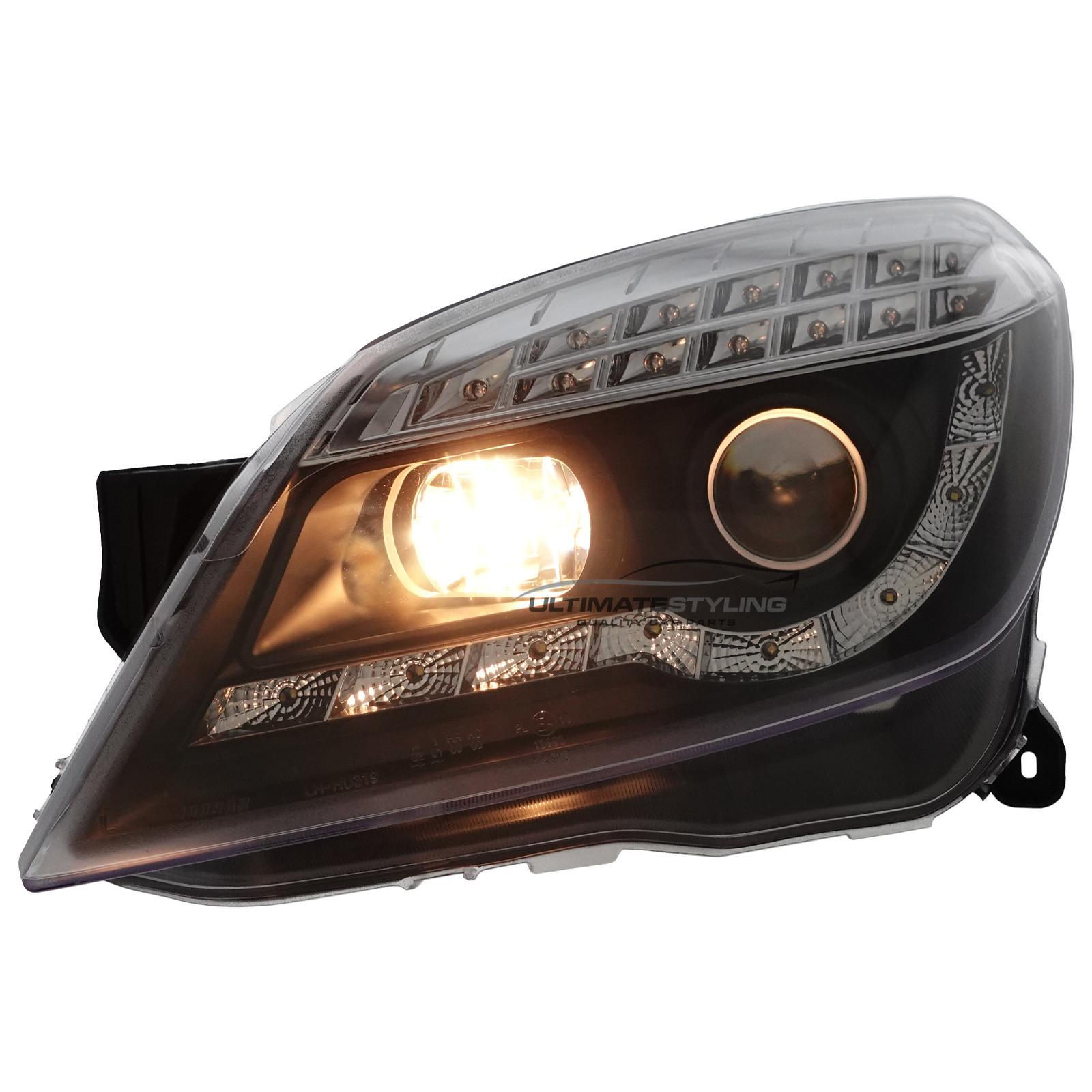 Vauxhall Astra H Mk5 2004-2011 Upgrade Headlights Black Inner LED DRL with LED Indicators Projector Xenon Look