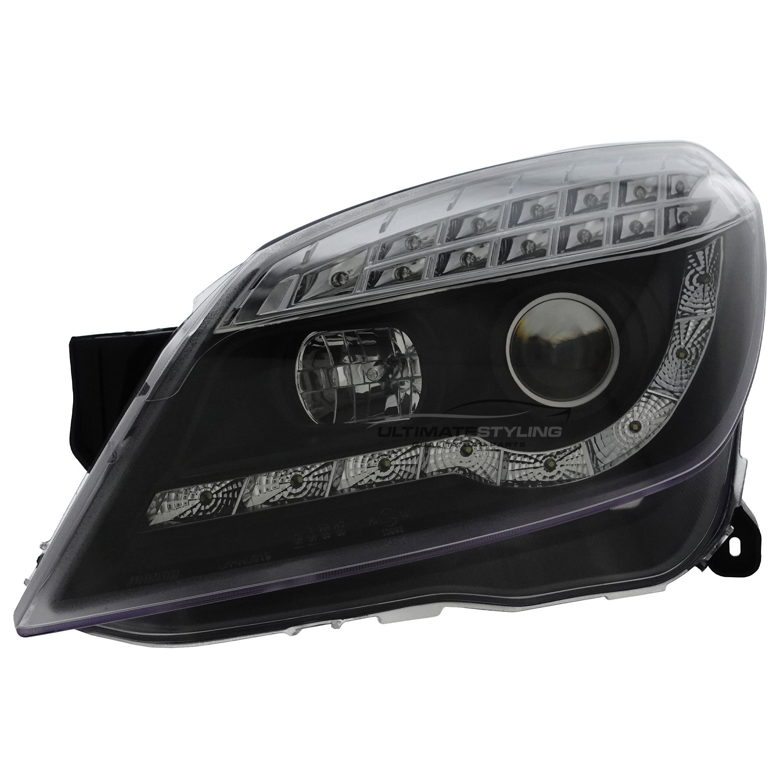 Vauxhall Astra H Mk5 2004-2011 Upgrade Headlights Black Inner LED DRL with LED Indicators Projector Xenon Look